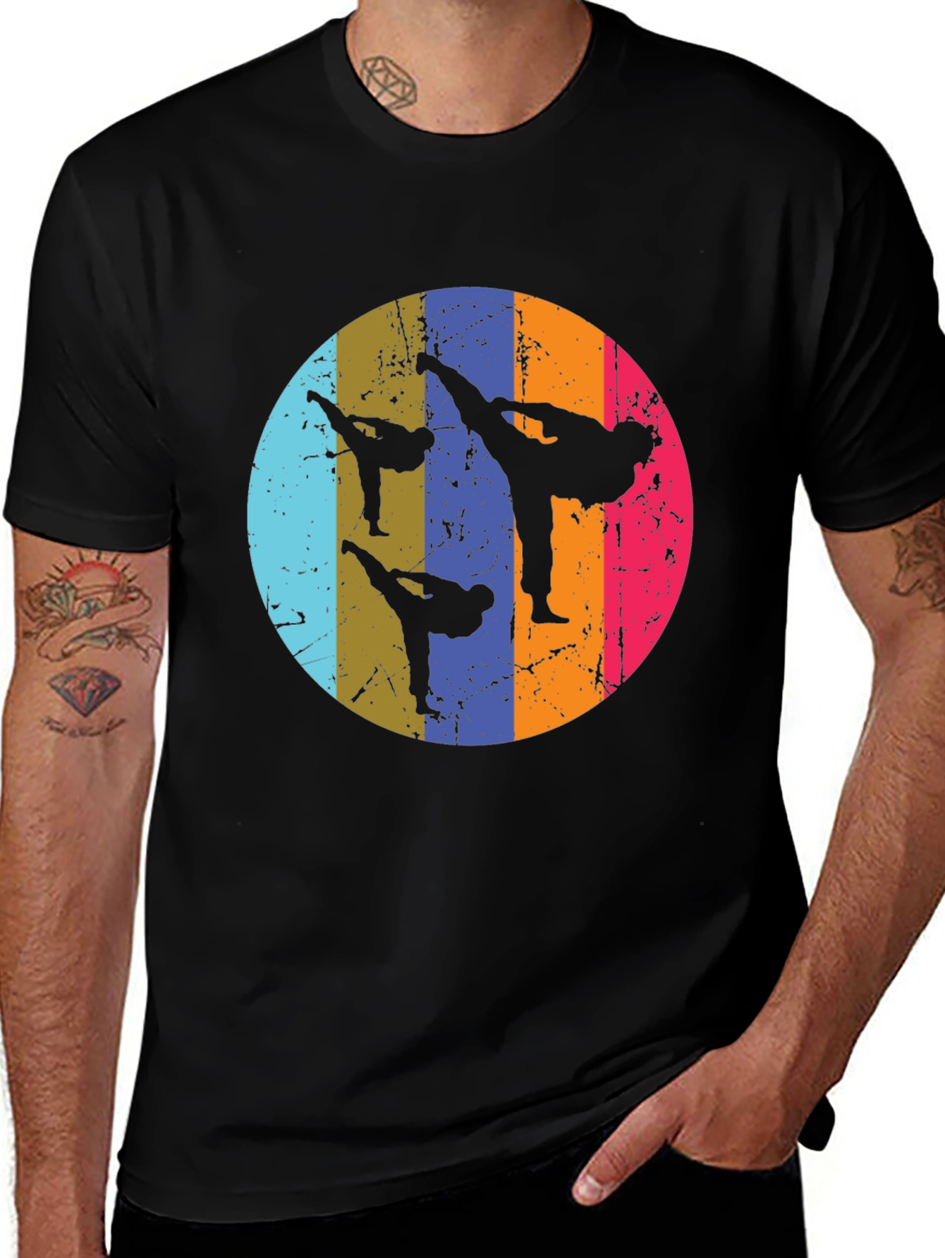 Variant 4 of Martial Arts Silhouette Graphic Tee