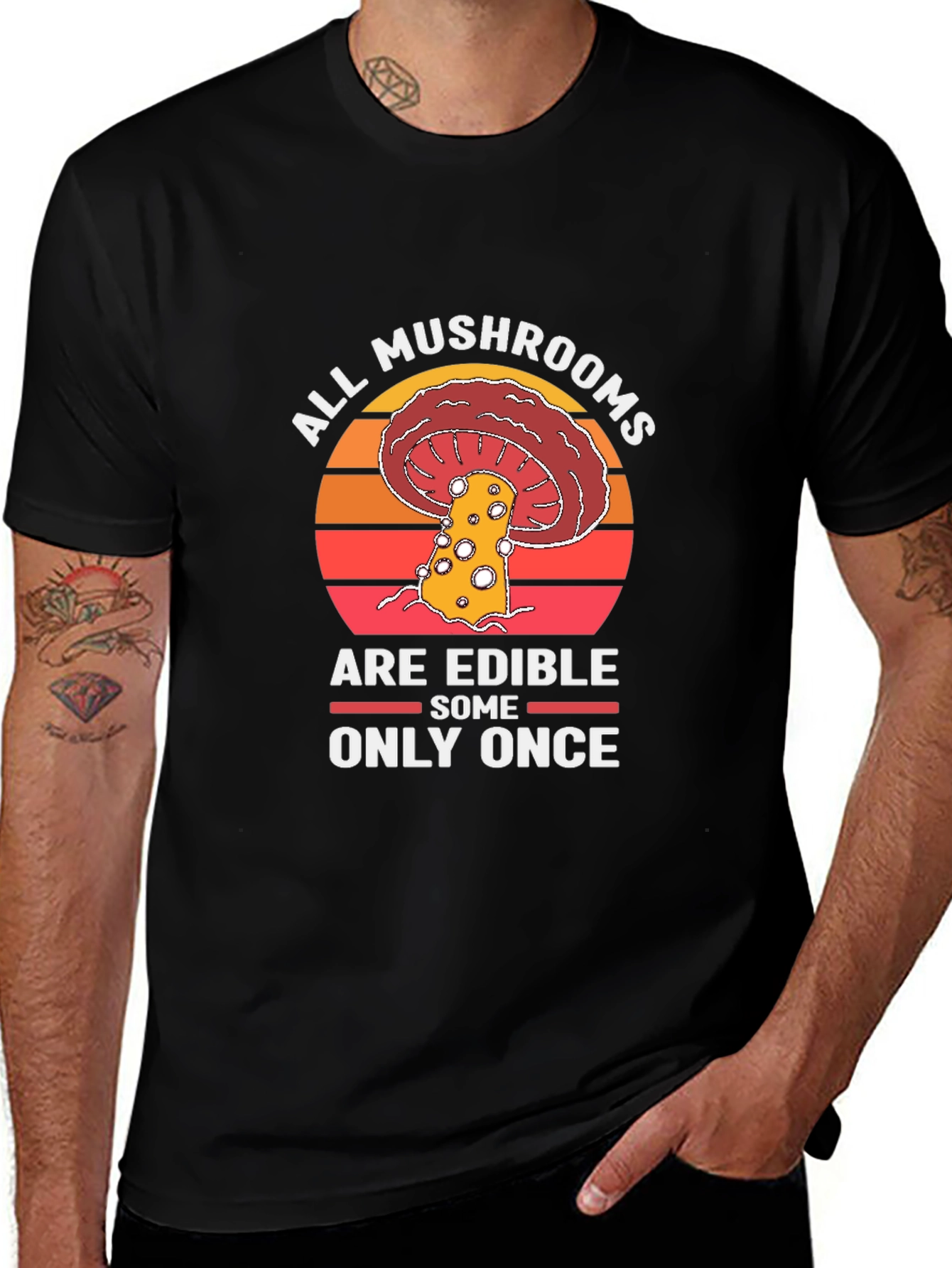 Variant 3 of All Mushrooms Are Edible Funny Graphic T-Shirt