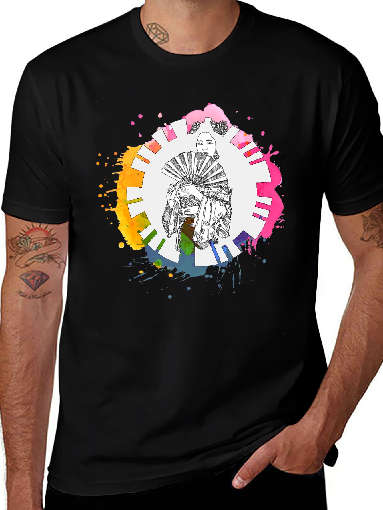 Variant 26 of Watercolor Geisha T-Shirt - Unique Graphic Tee