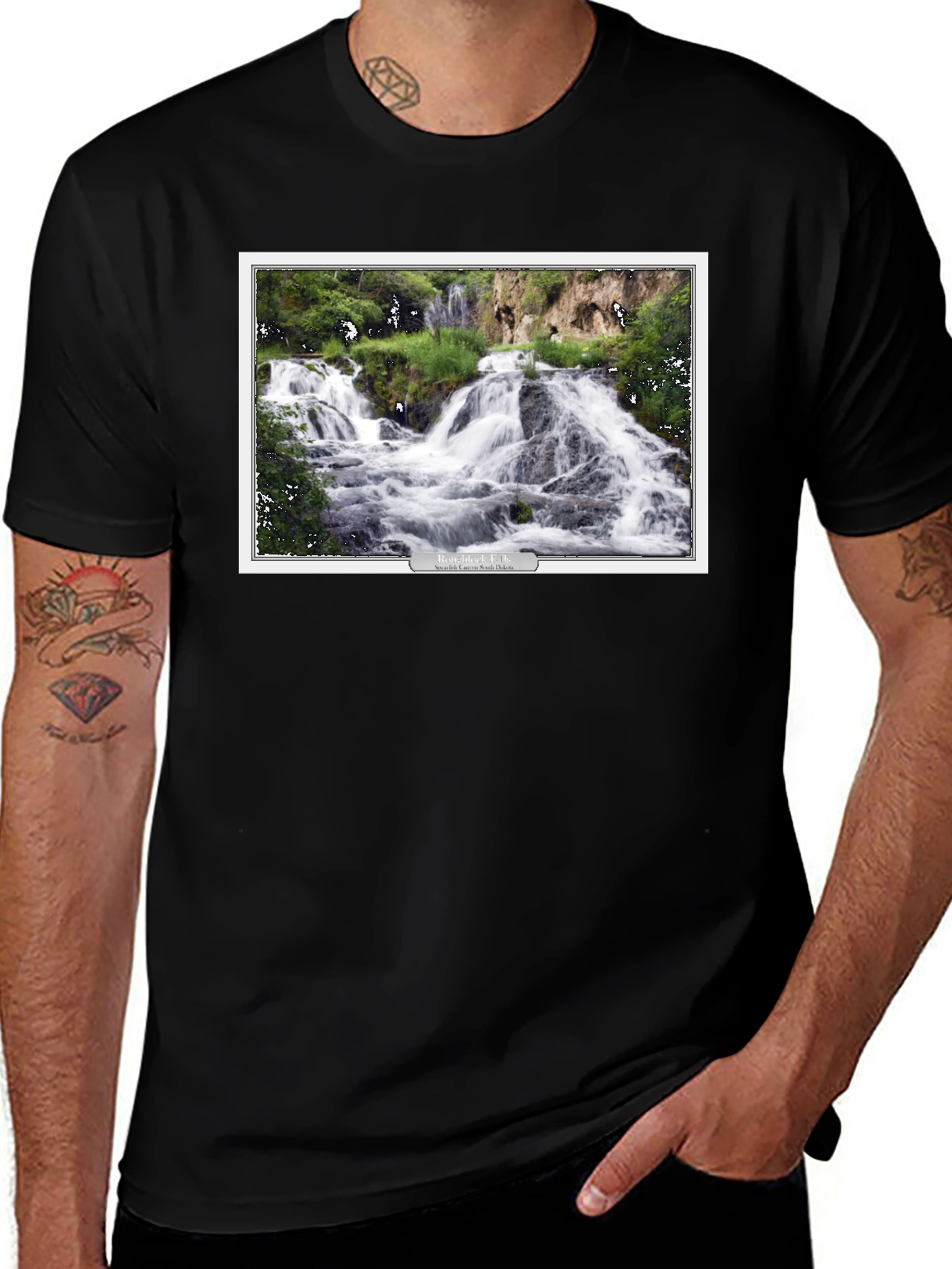 Variant 3 of Black T-Shirt with Waterfall Graphic