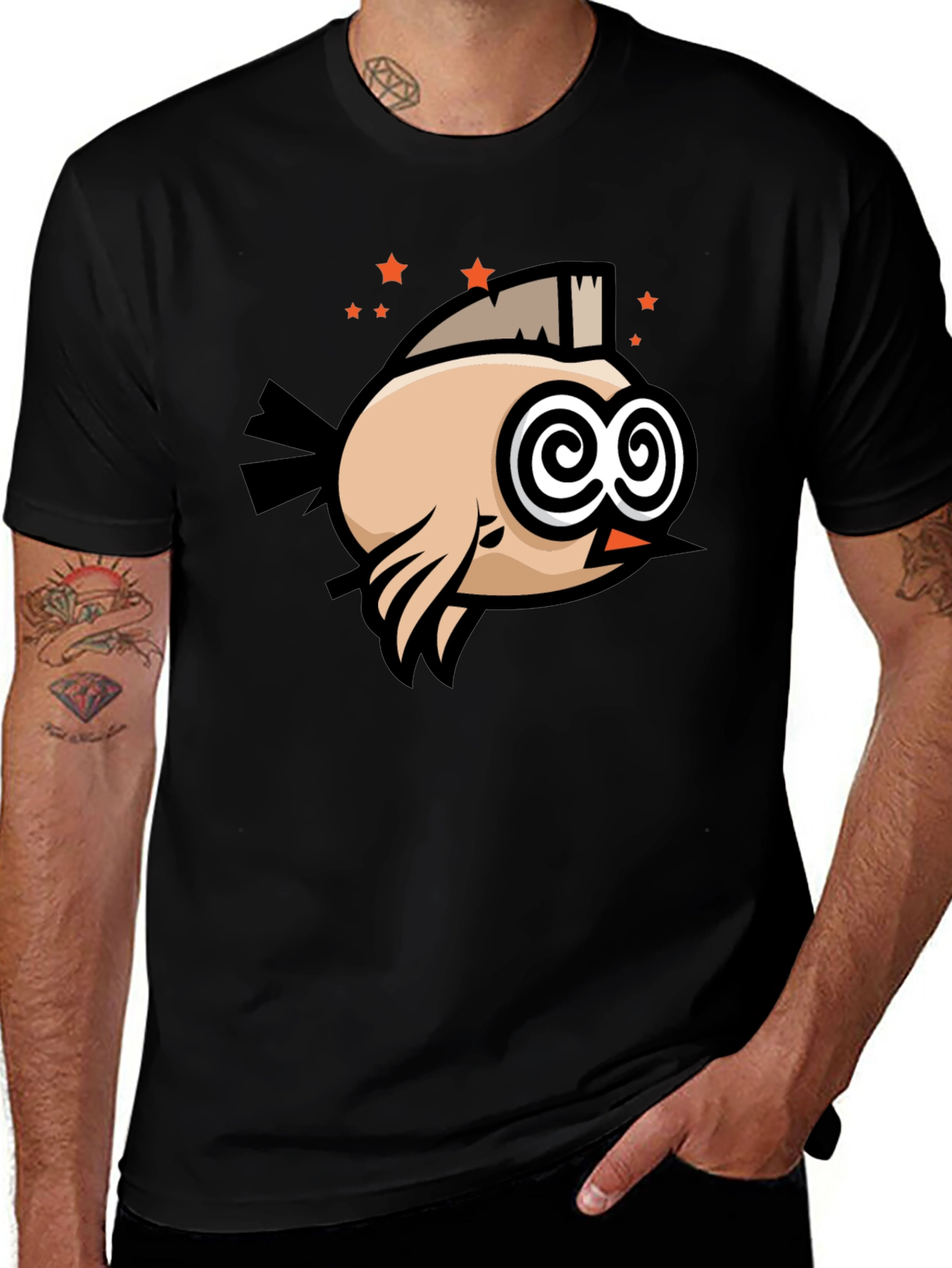 Variant 18 of Funny Bird T-Shirt - Swirl Eyes Cartoon Tee