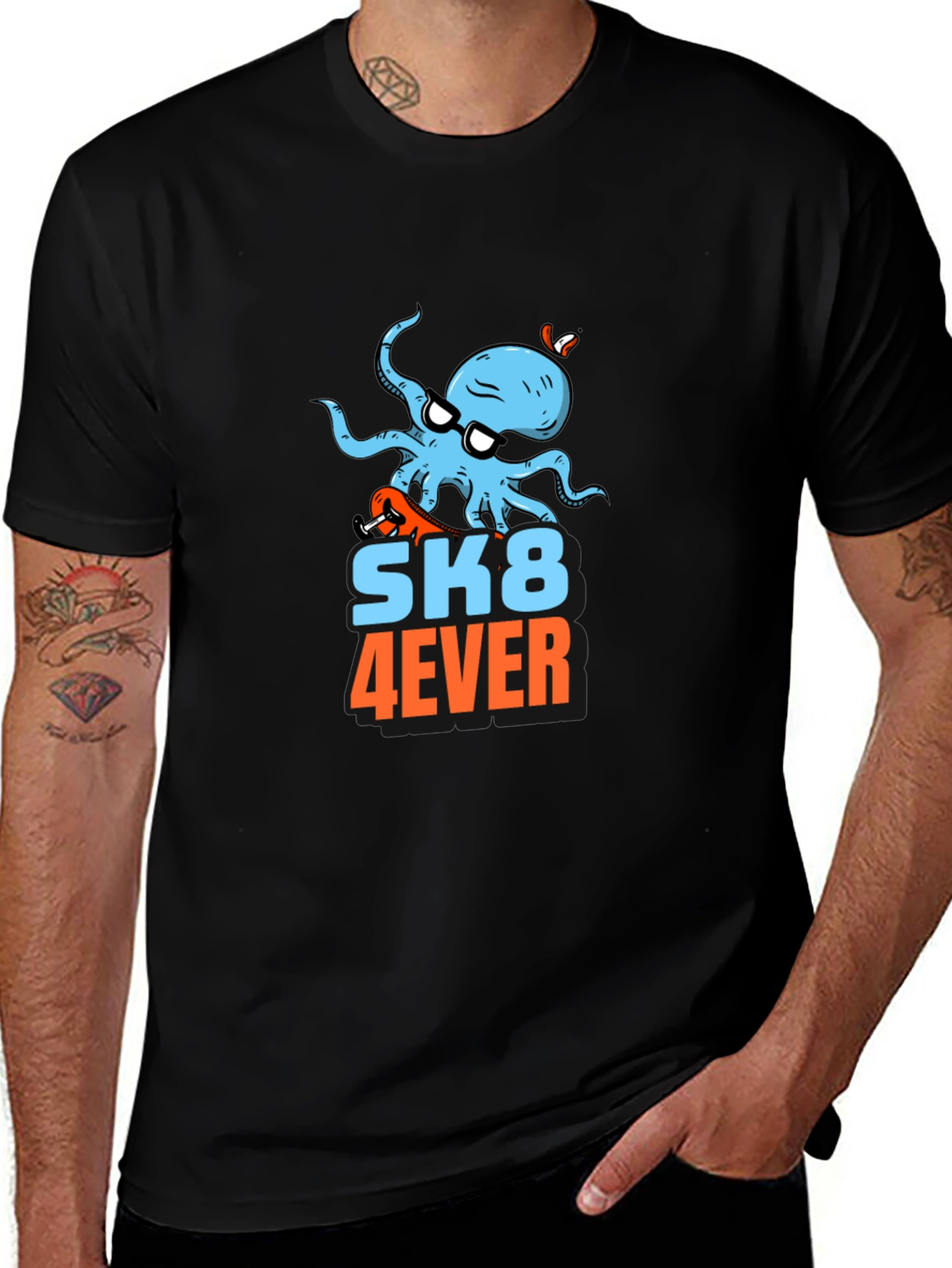 Variant 25 of Sk8 4ever Octopus Graphic Tee - Black