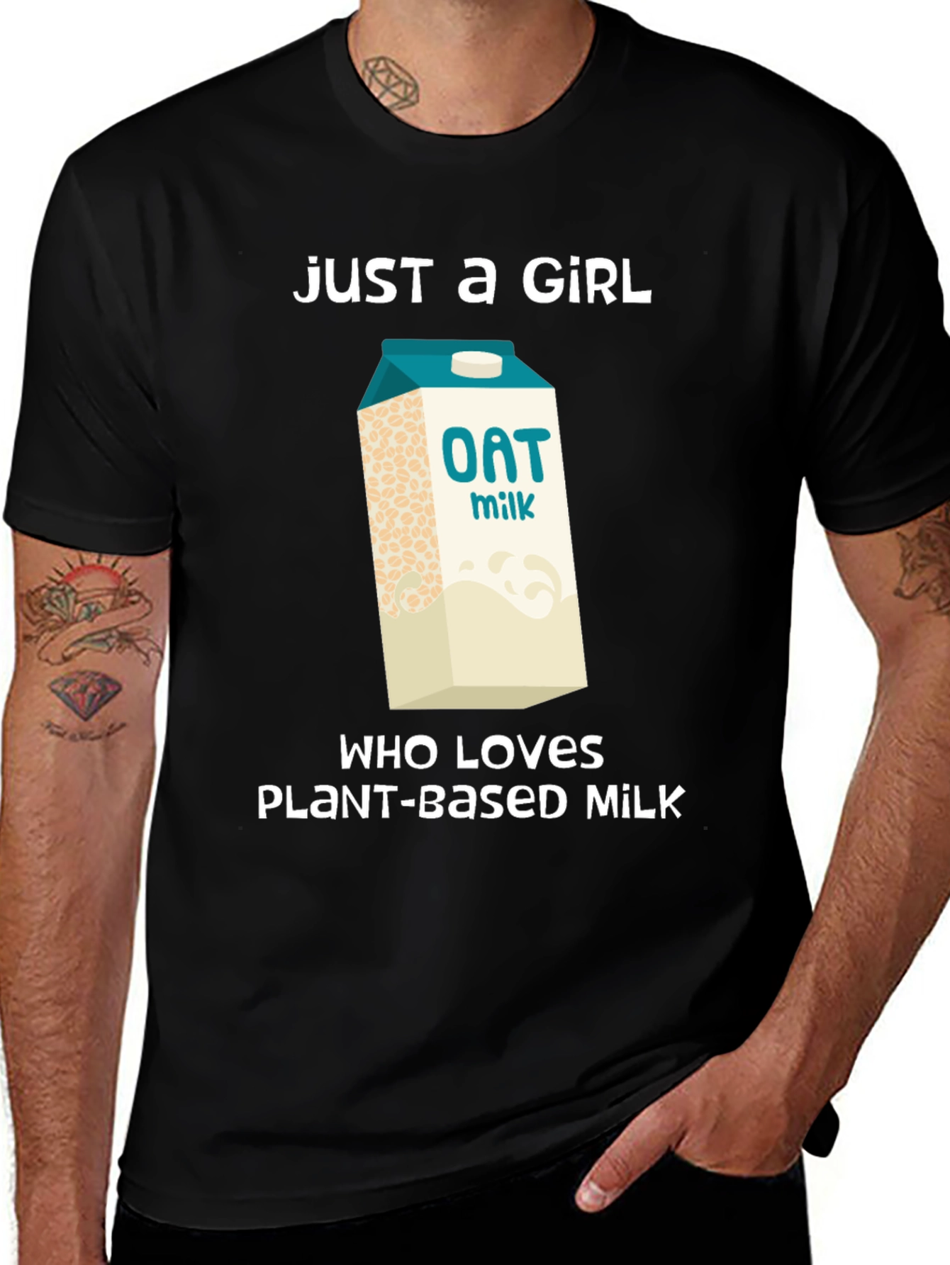 Variant 14 of Oat Milk Lover T-Shirt - Plant-Based Milk Fan Tee