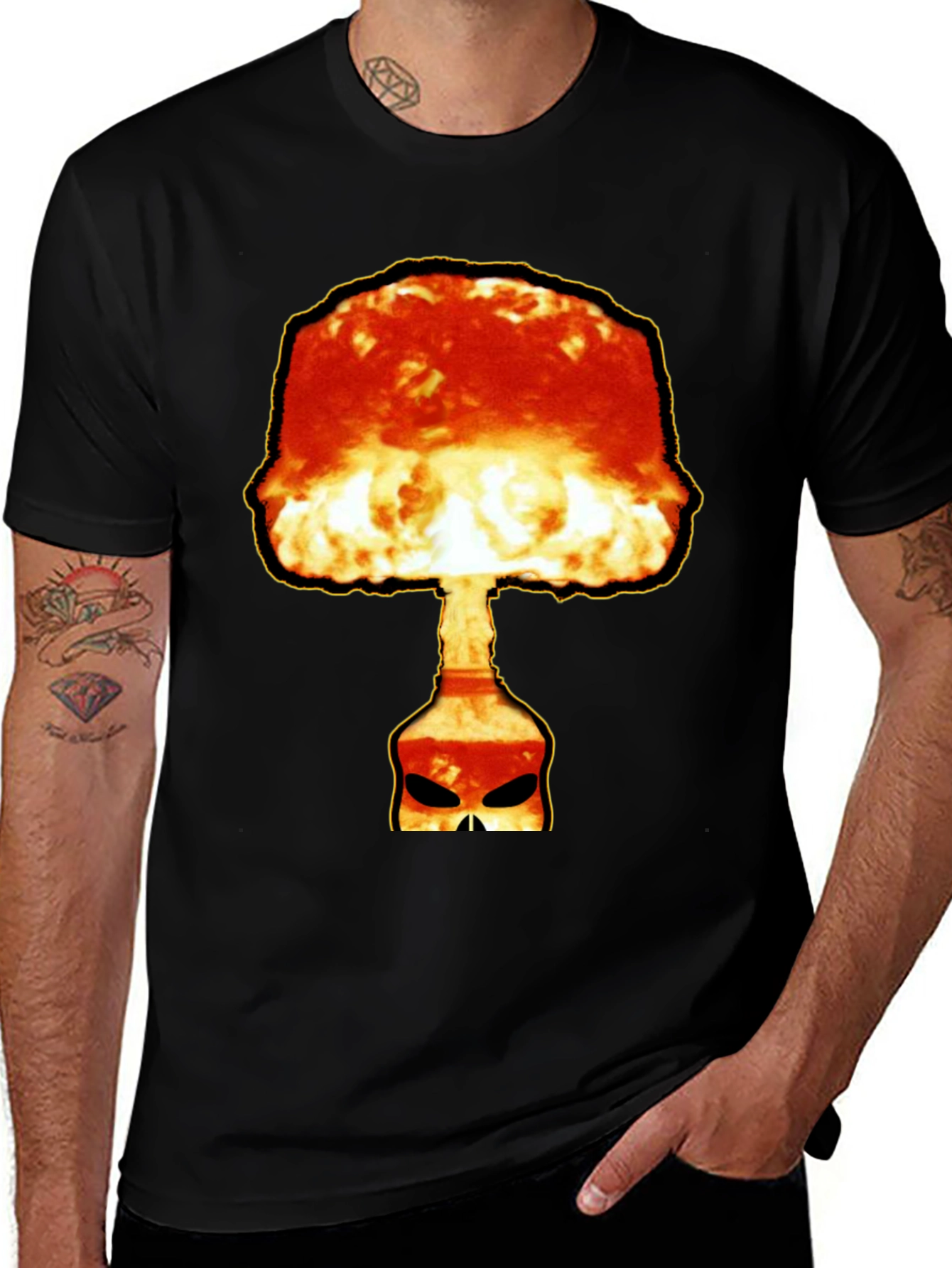 Variant 24 of Atomic Skull Graphic Tee - Bold Black T-Shirt