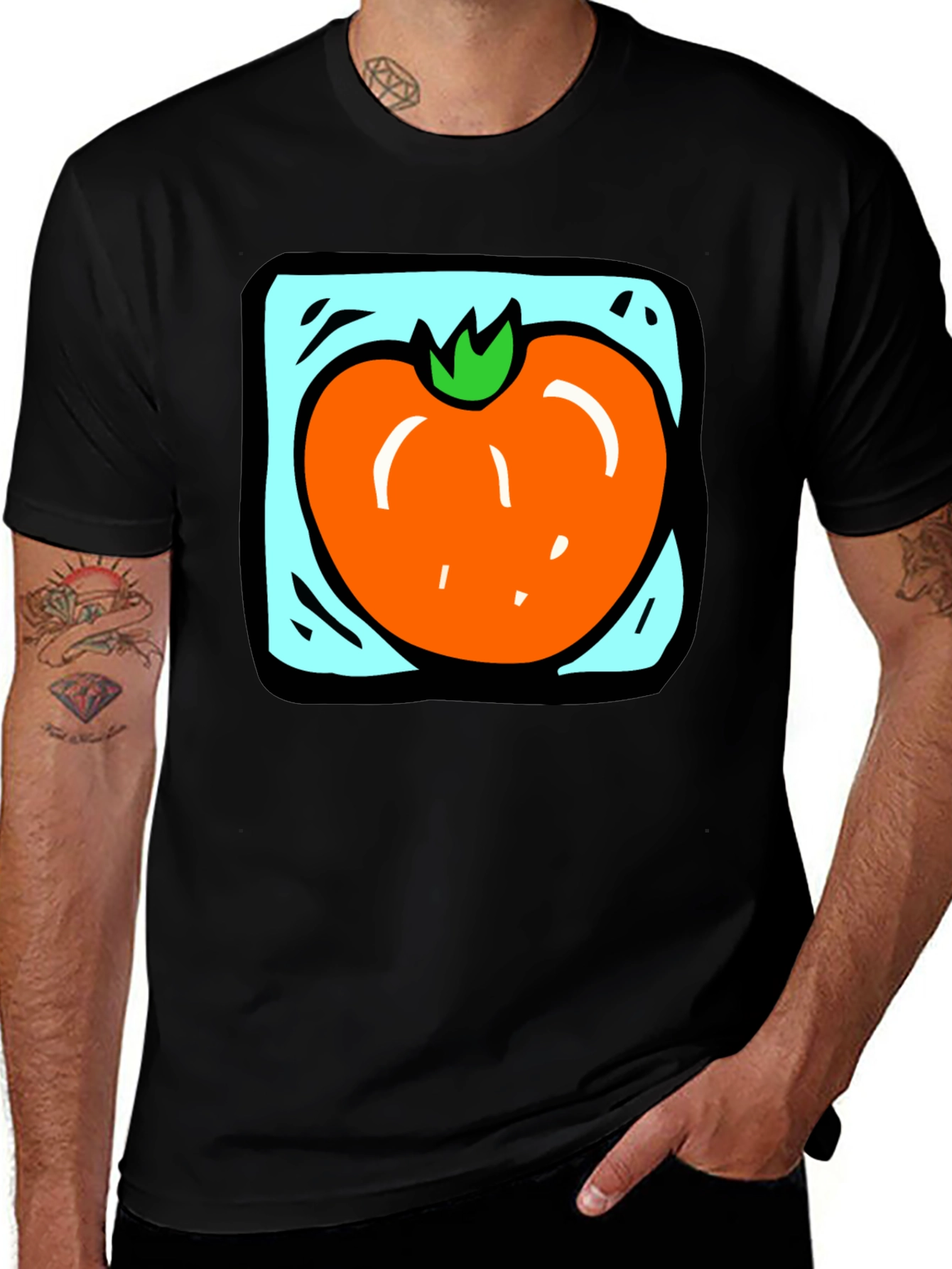 Variant 11 of Tomato Graphic Tee - Black Cotton T-Shirt