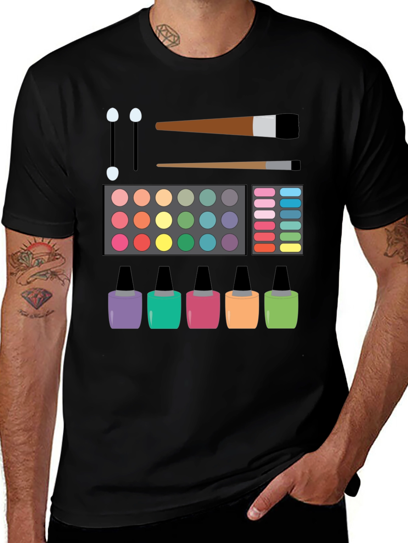 Makeup Lover T-Shirt: Eye Shadow, Nail Polish Design