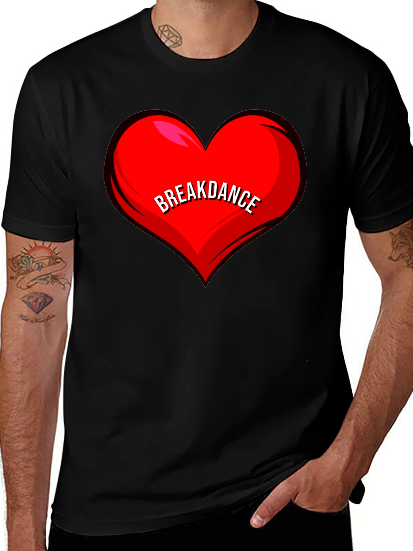 Variant 14 of Breakdance Heart T-Shirt - Black Casual Tee