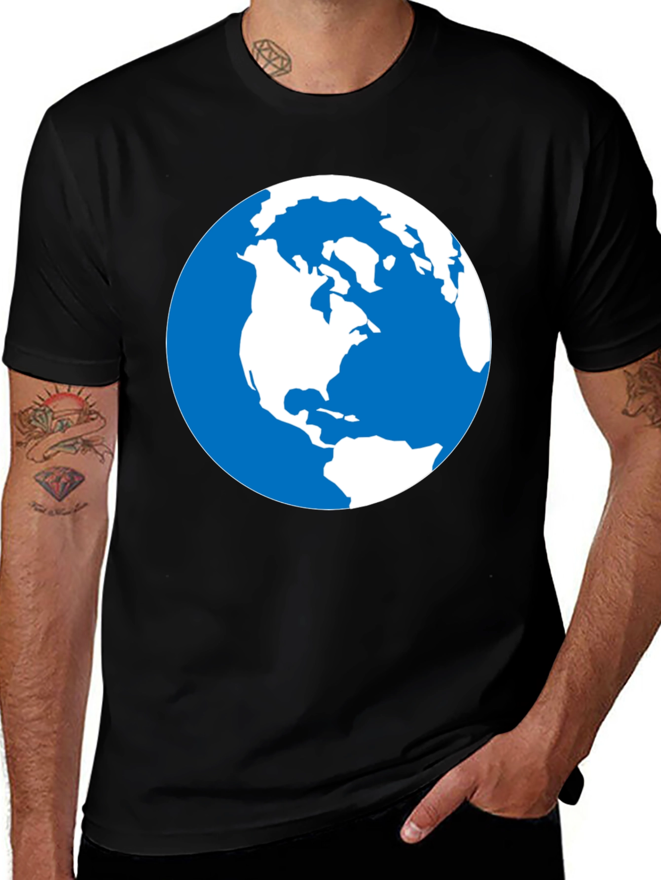 Variant 20 of Earth Graphic Black T-Shirt