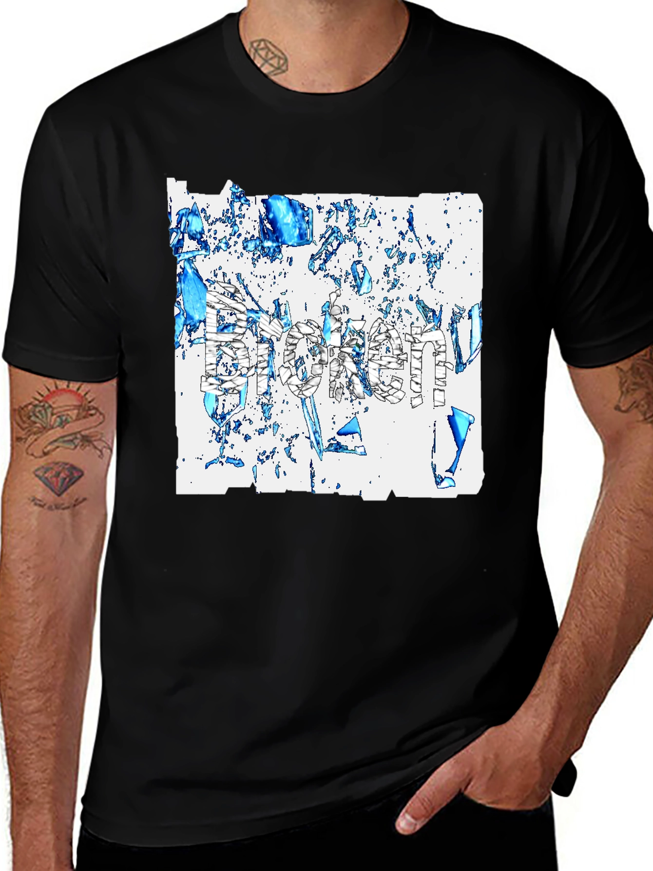 Variant 17 of Broken T-Shirt - Abstract Design Black Tee