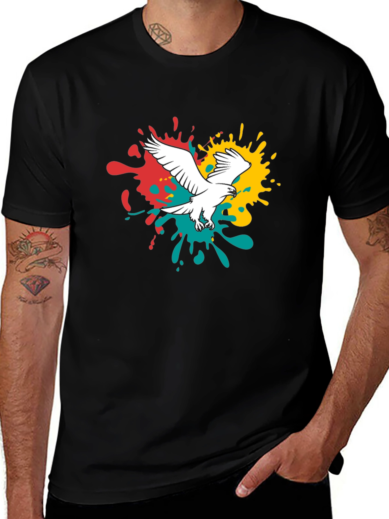 Variant 20 of Eagle Splash Graphic Tee - Black Casual T-Shirt