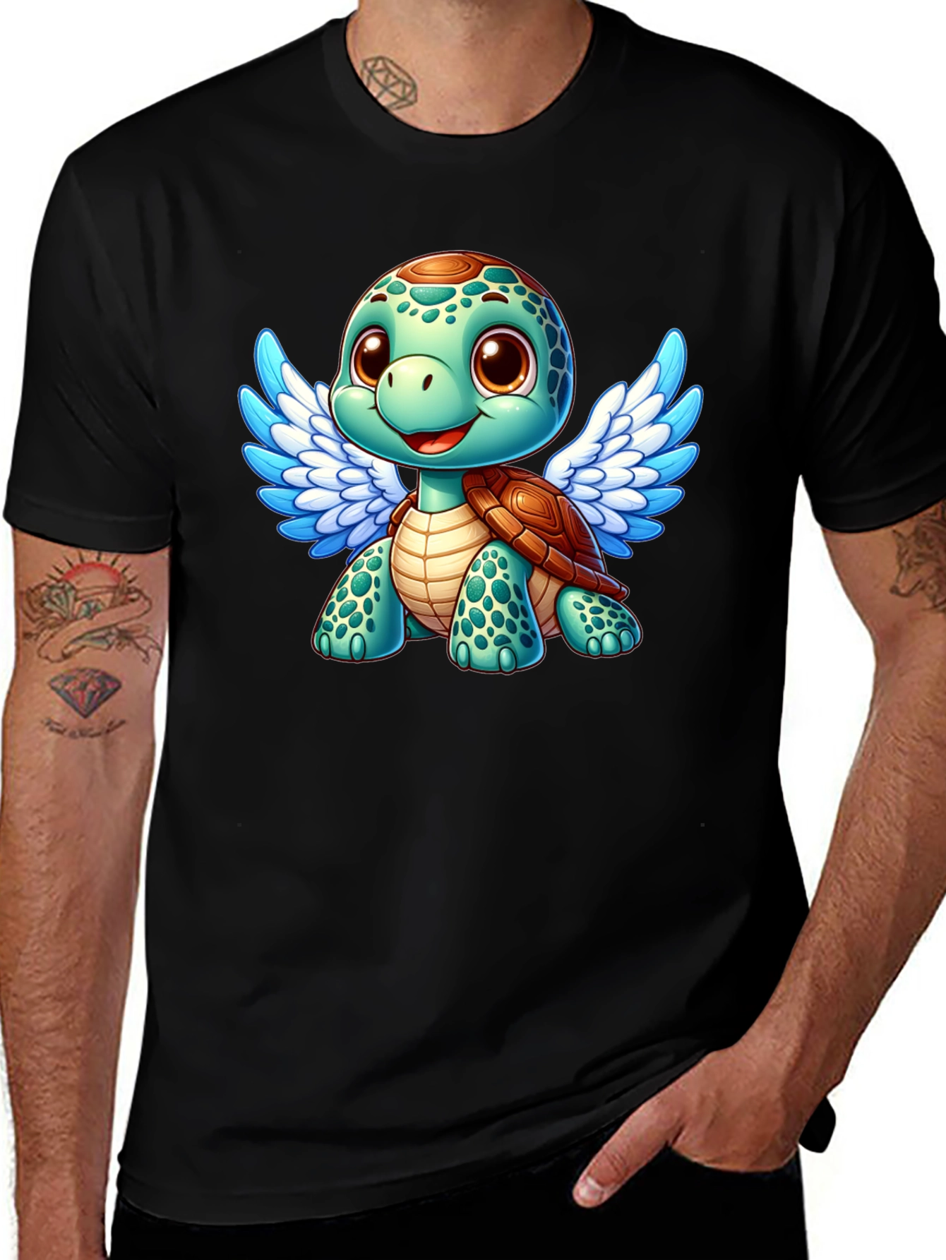 Variant 26 of Cute Turtle Angel Graphic T-Shirt