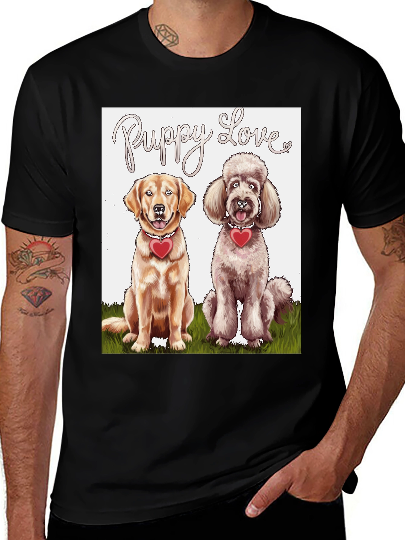 Puppy Love T-Shirt Golden Retriever & Poodle