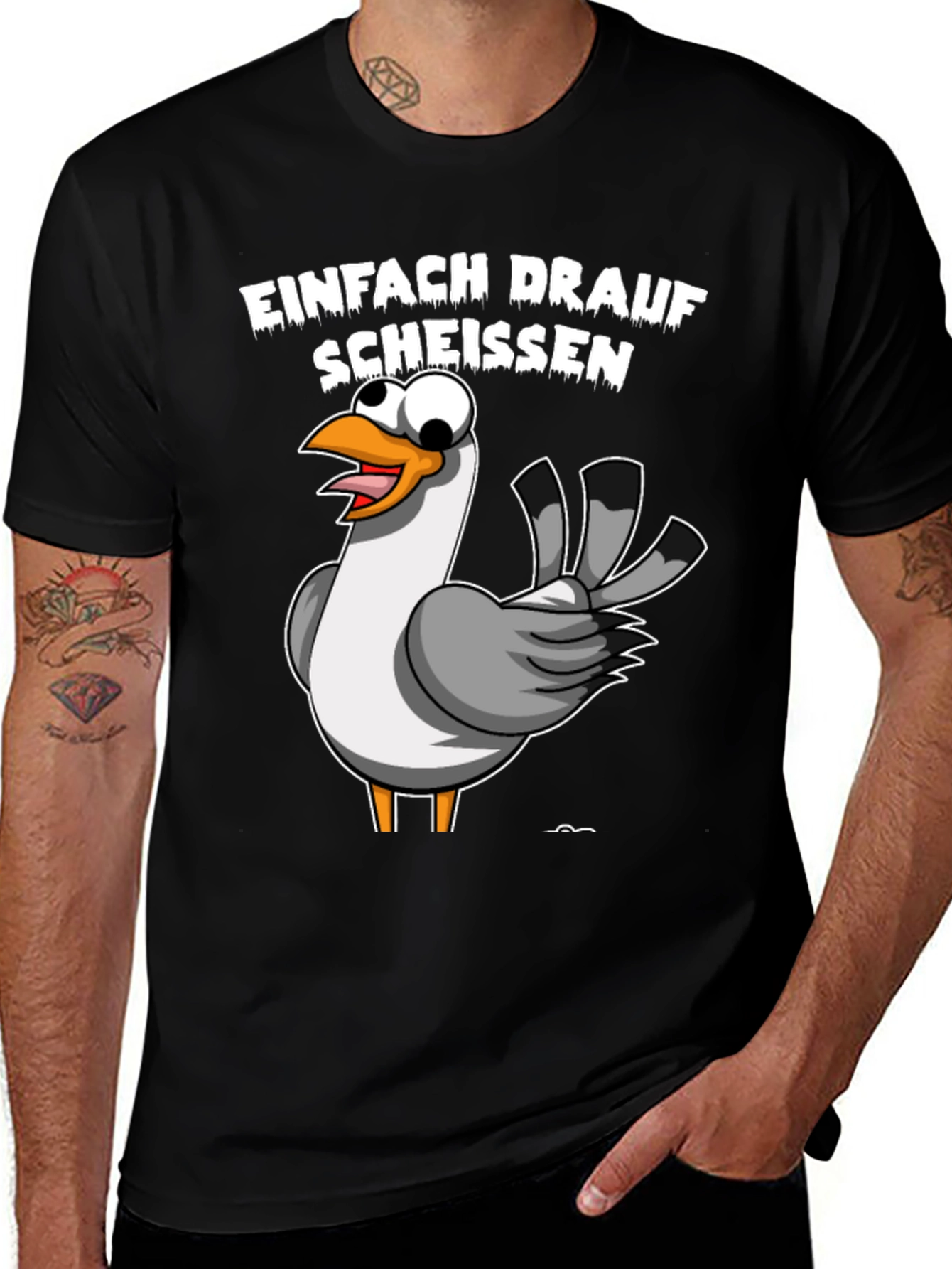 Funny Seagull T-Shirt - Einfach Drauf Scheissen Black Tee