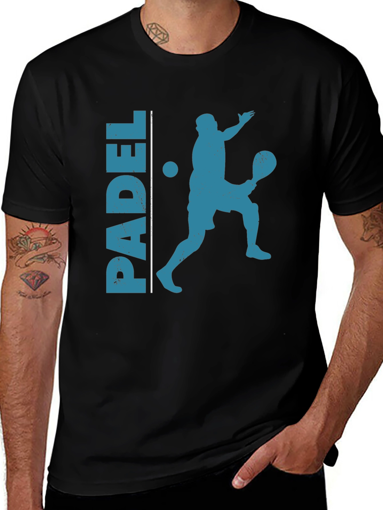 Variant 8 of Padel Player Graphic Tee - Black Cotton Shirt
