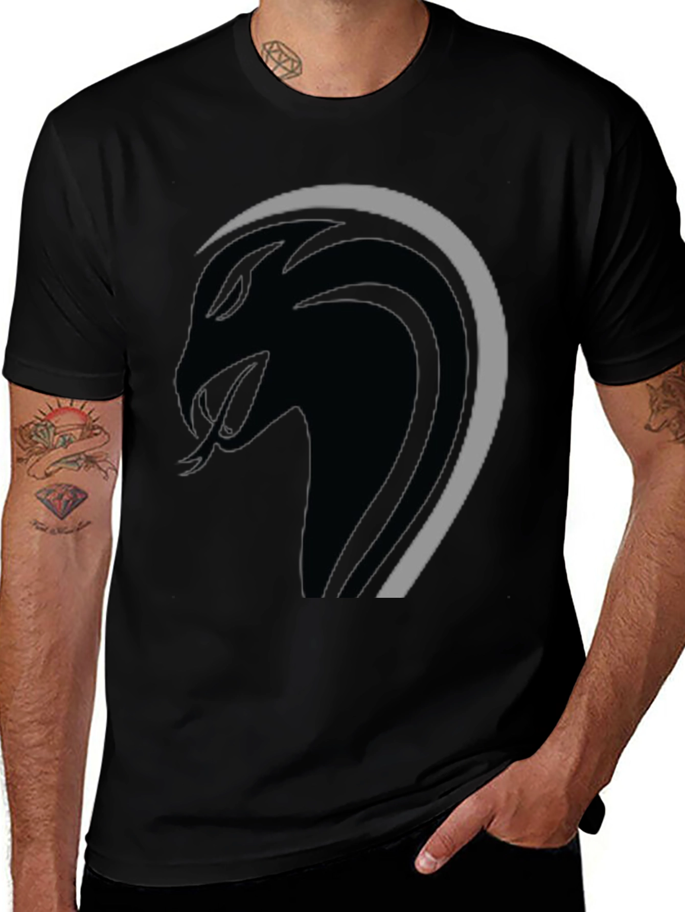 Variant 6 of Cobra Graphic Tee - Sleek & Stylish Black T-Shirt