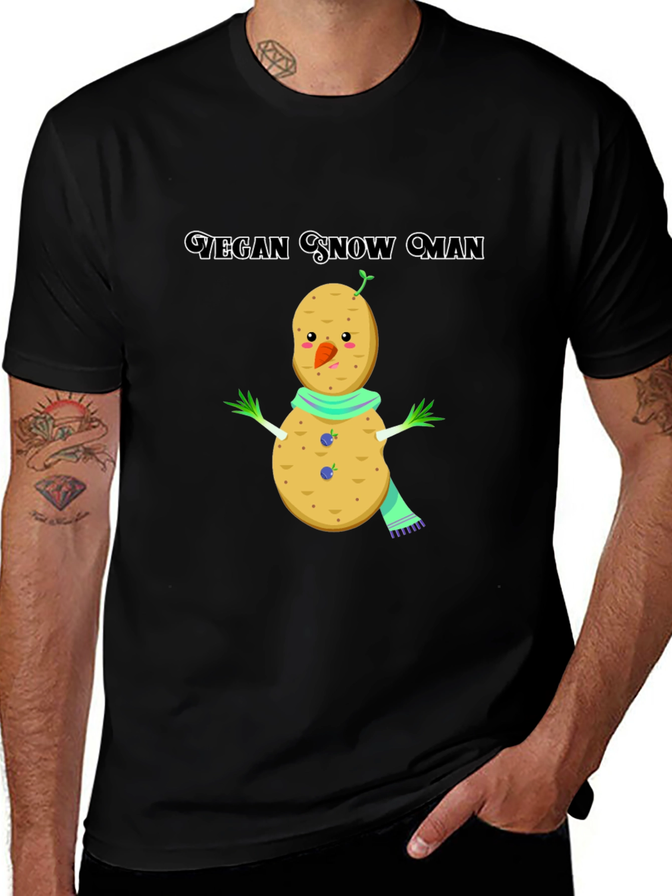 Variant 29 of Vegan Snowman Graphic Tee -  Quirky Plant-Based Humor