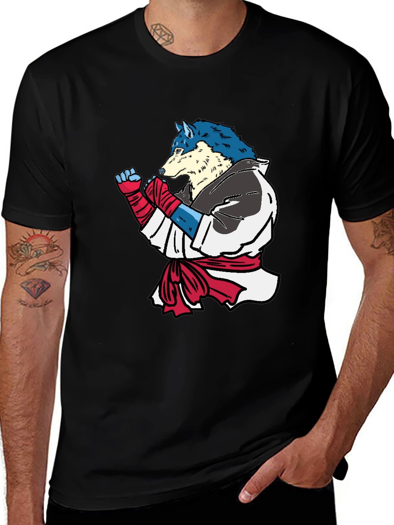 Martial Arts Wolf Graphic T-Shirt