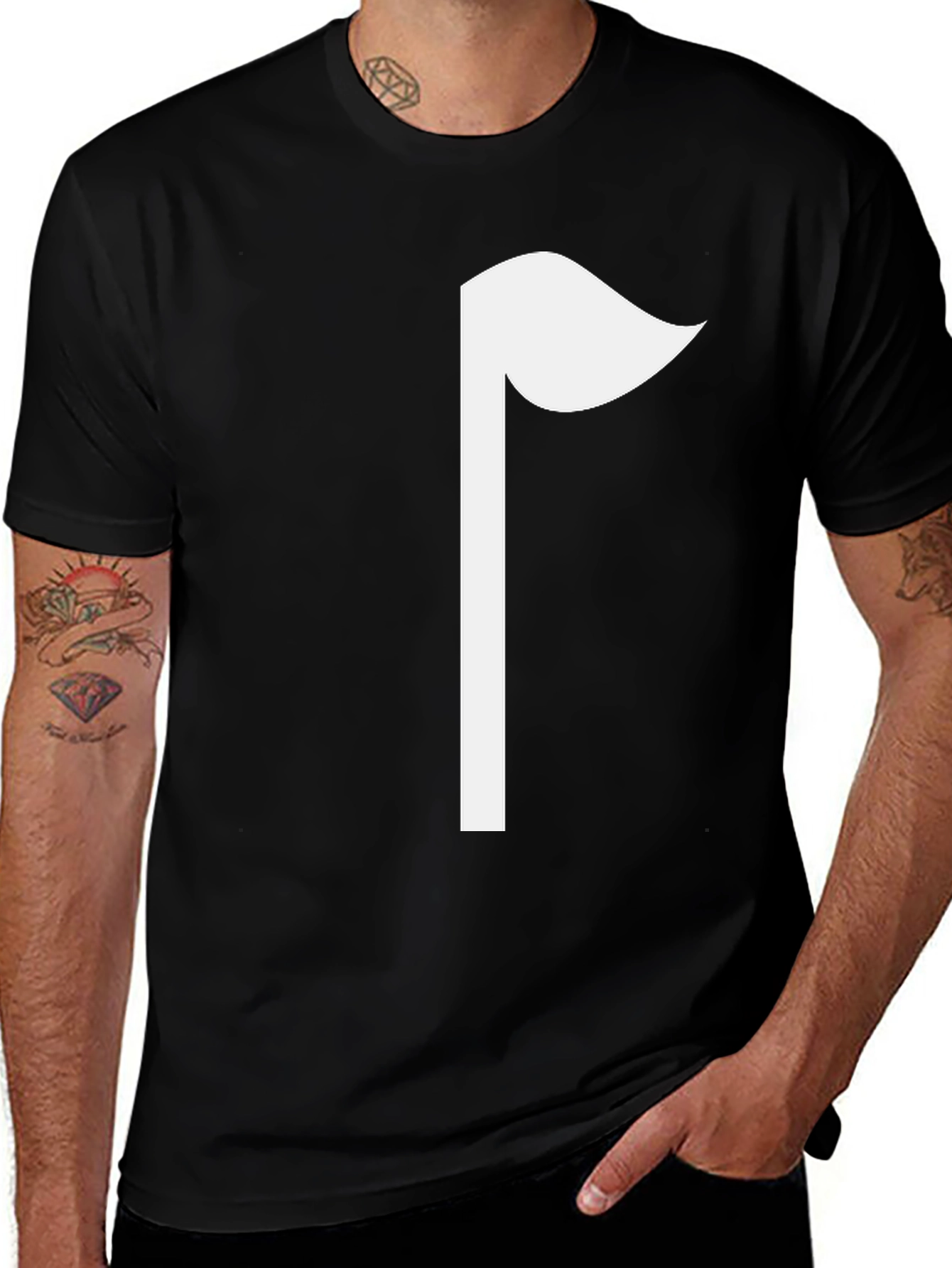 Variant 2 of Minimalist Flag Graphic T-Shirt - Black