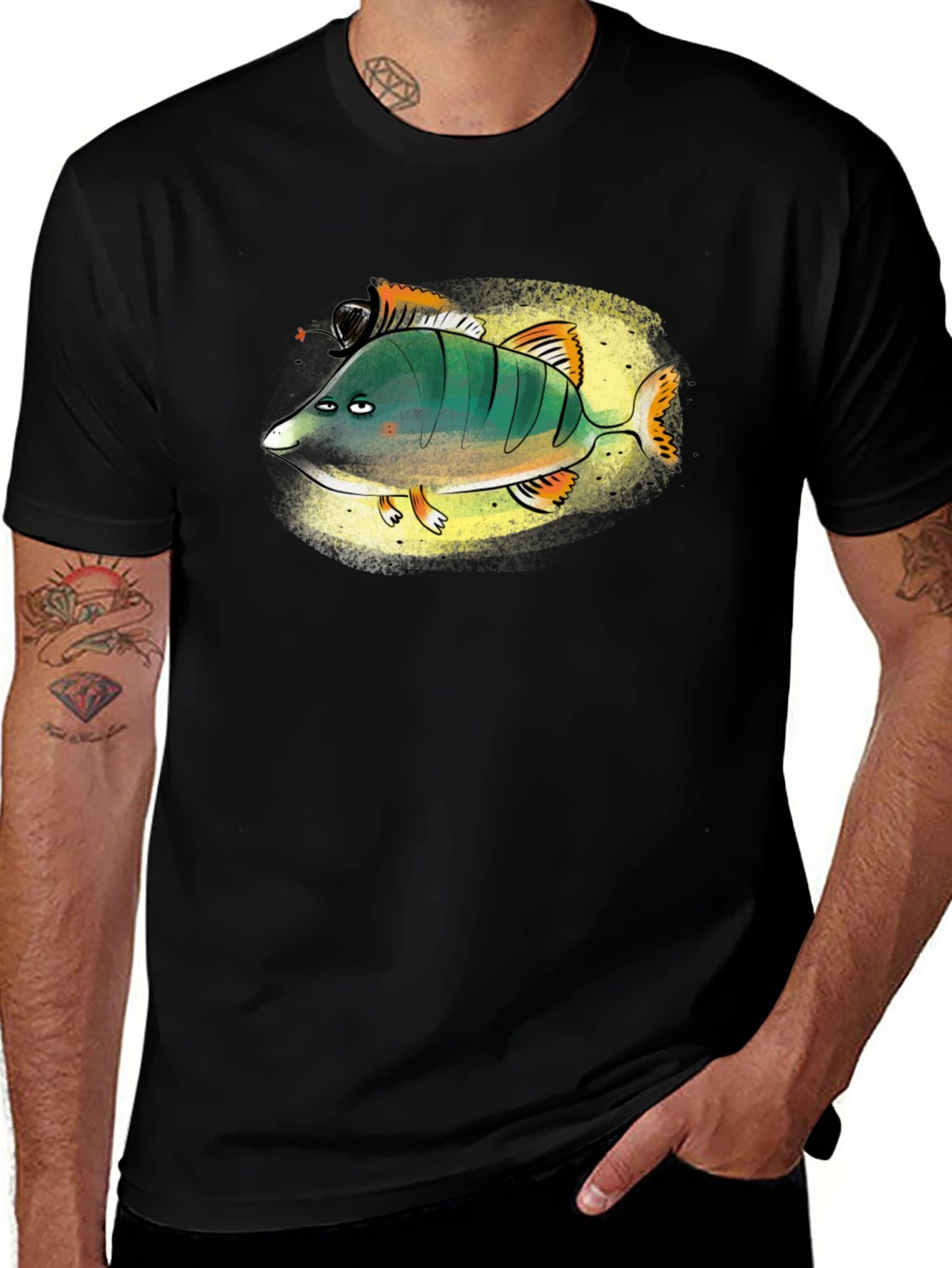 Variant 27 of Funny Cartoon Fish Graphic T-Shirt - Unisex