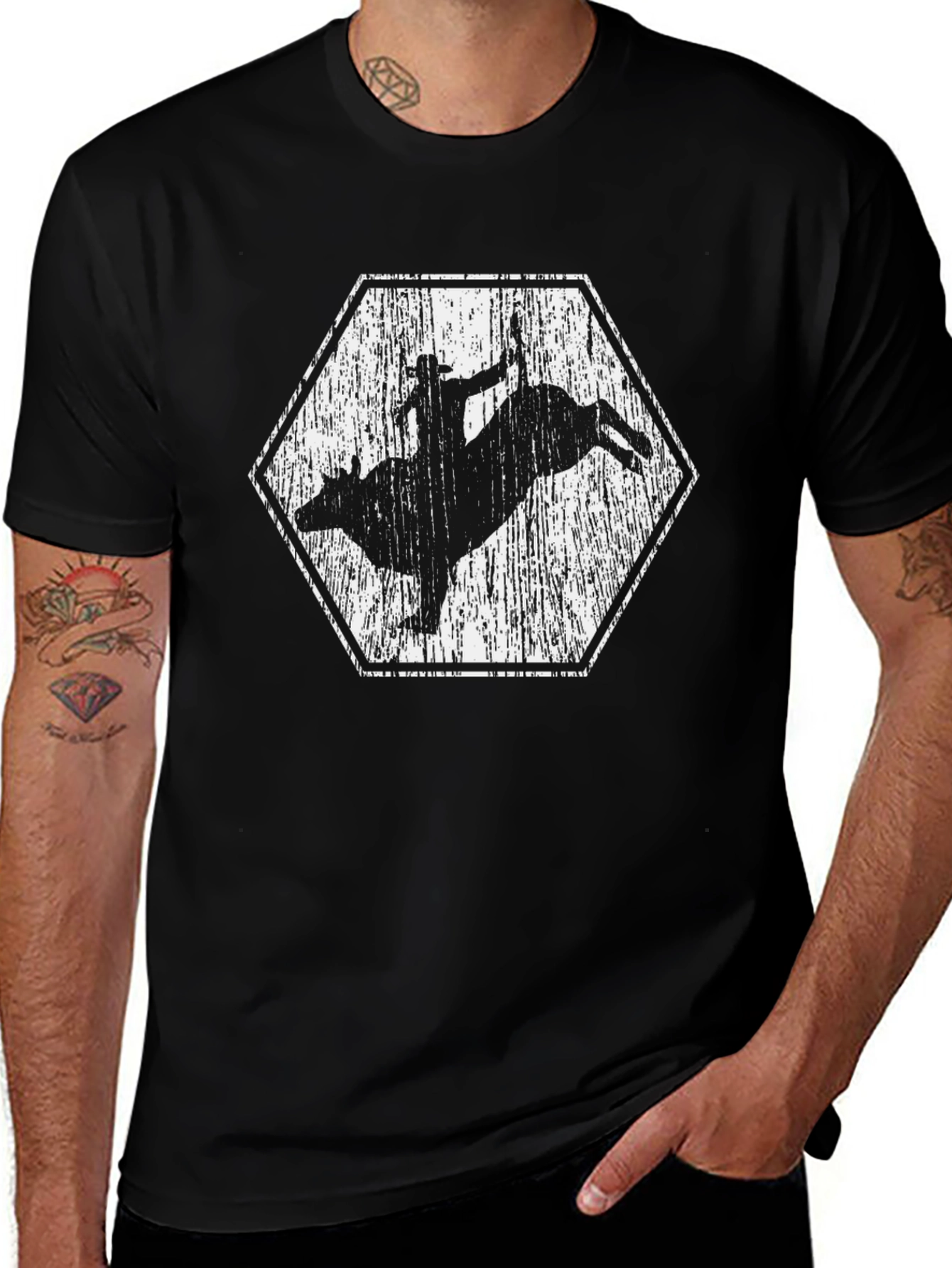 Variant 5 of Bull Rider Graphic Tee - Black