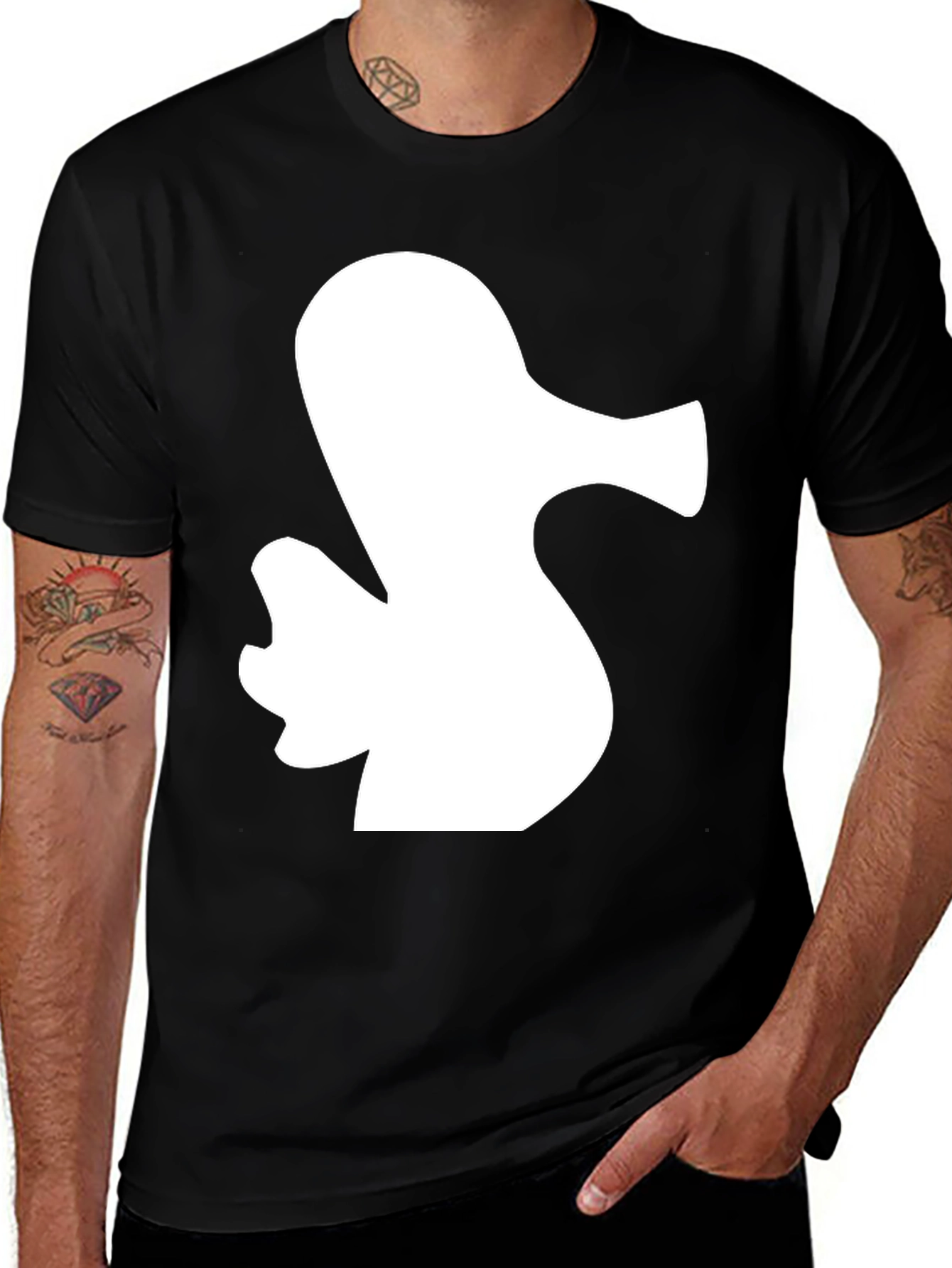 Variant 2 of Abstract White Design Black T-Shirt