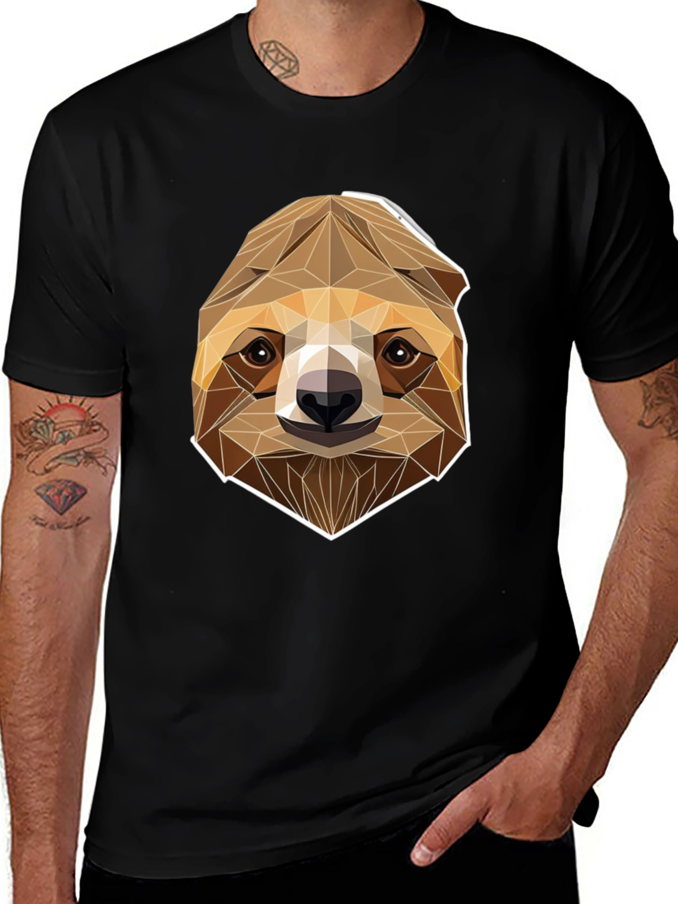 Variant 27 of Geometric Sloth Graphic Tee - Modern Style