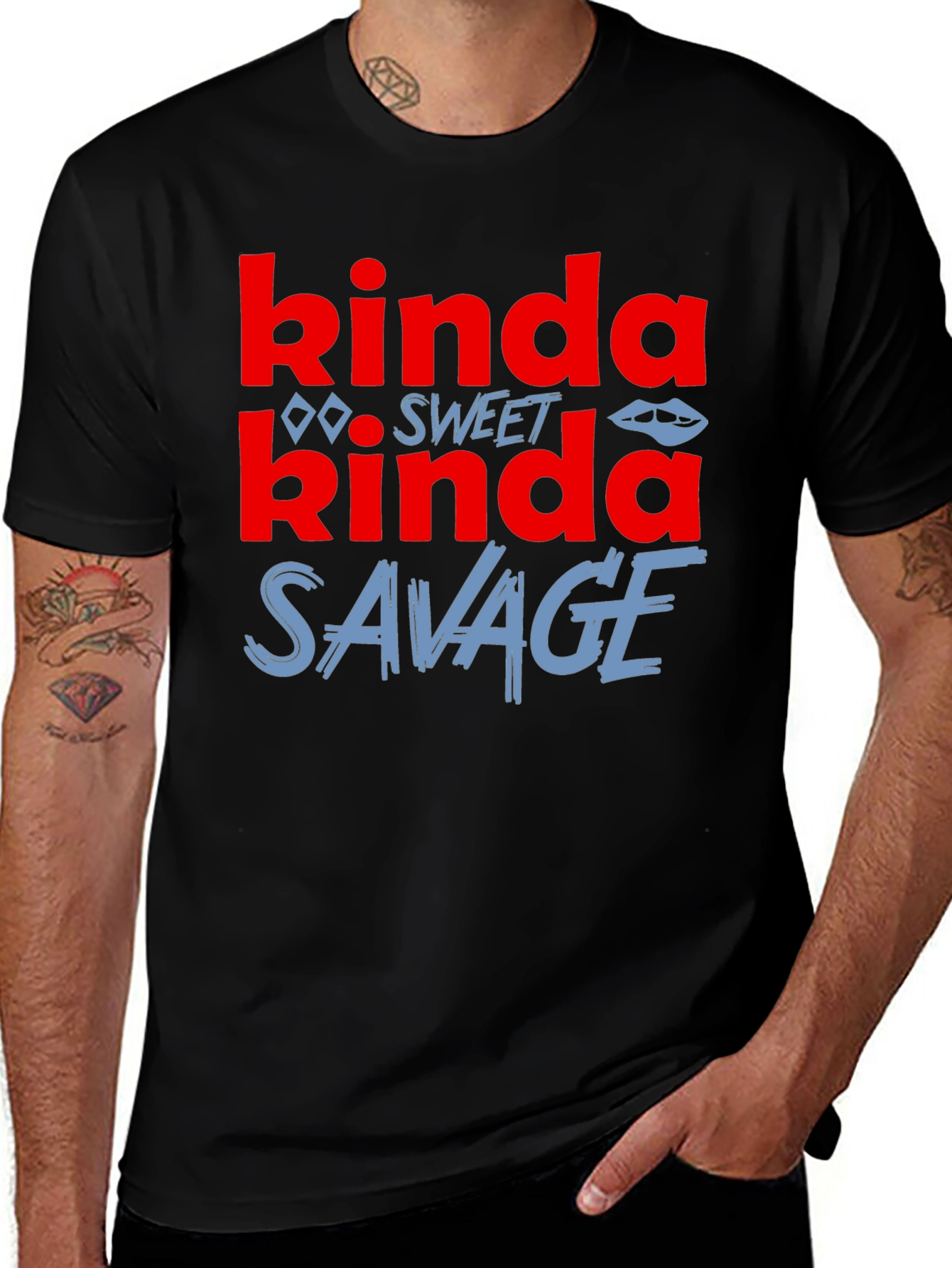 Variant 19 of Kinda Sweet Kinda Savage Graphic Tee - Trendy Casual Style