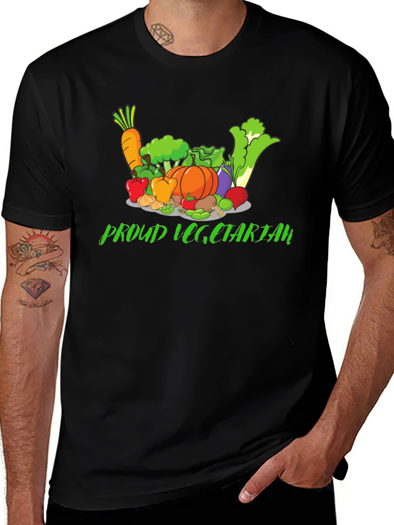 Variant 6 of Proud Vegetarian Graphic Tee - Unisex Black T-Shirt