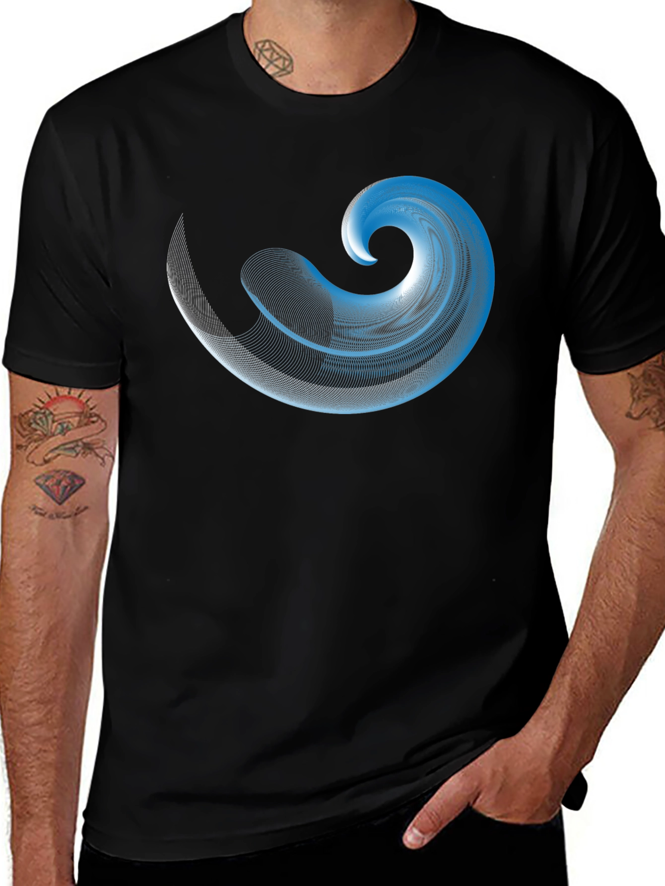 Variant 7 of Abstract Wave Graphic Black T-Shirt