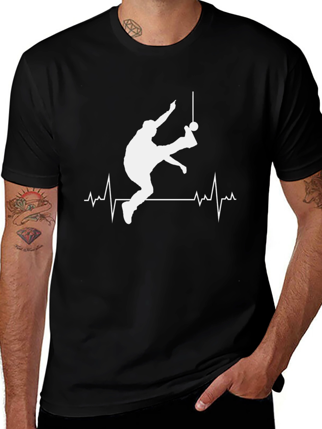 Variant 17 of Soccer Player Heartbeat T-Shirt - Black