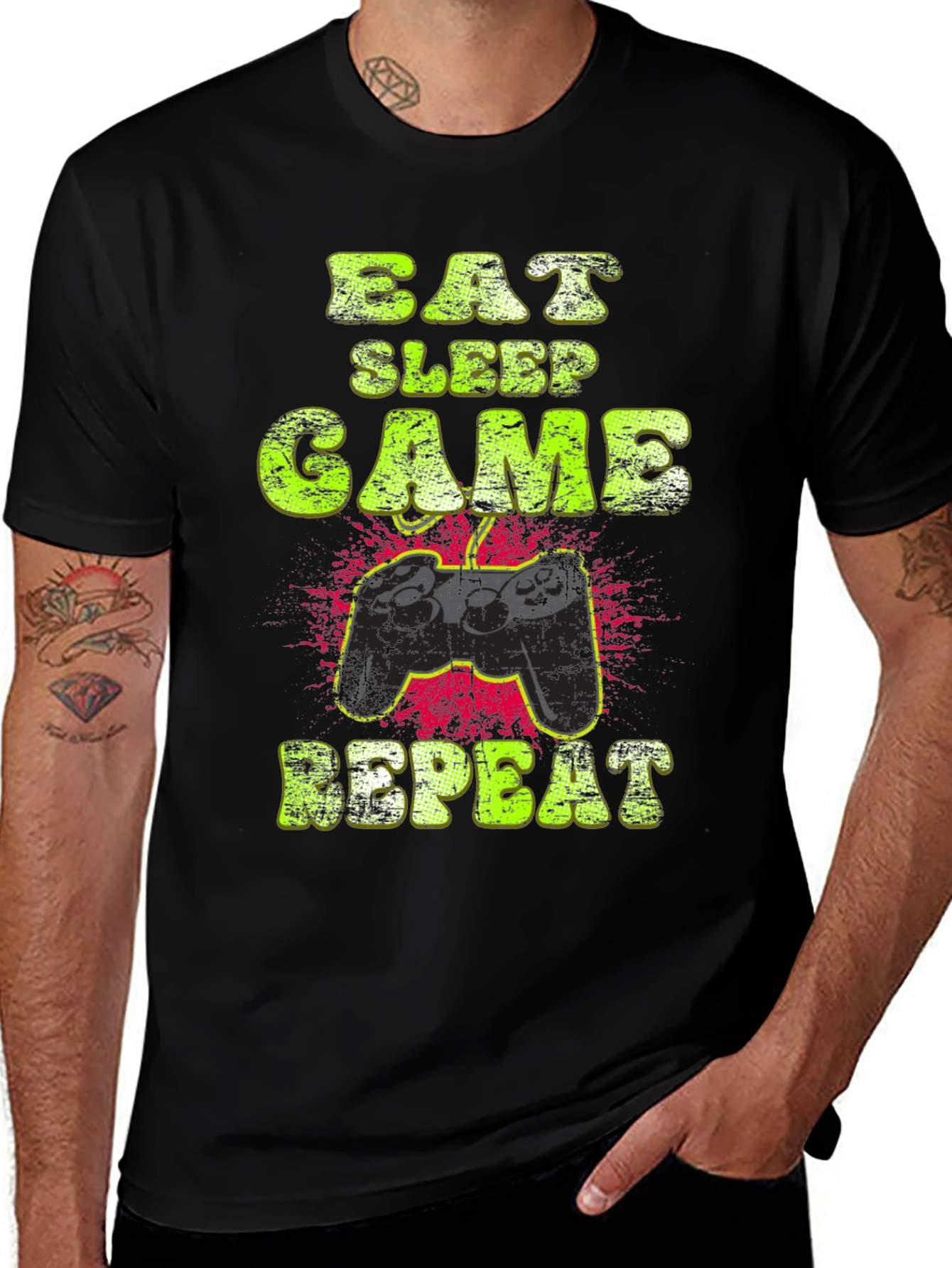 Variant 13 of Eat Sleep Game Repeat Black T-Shirt