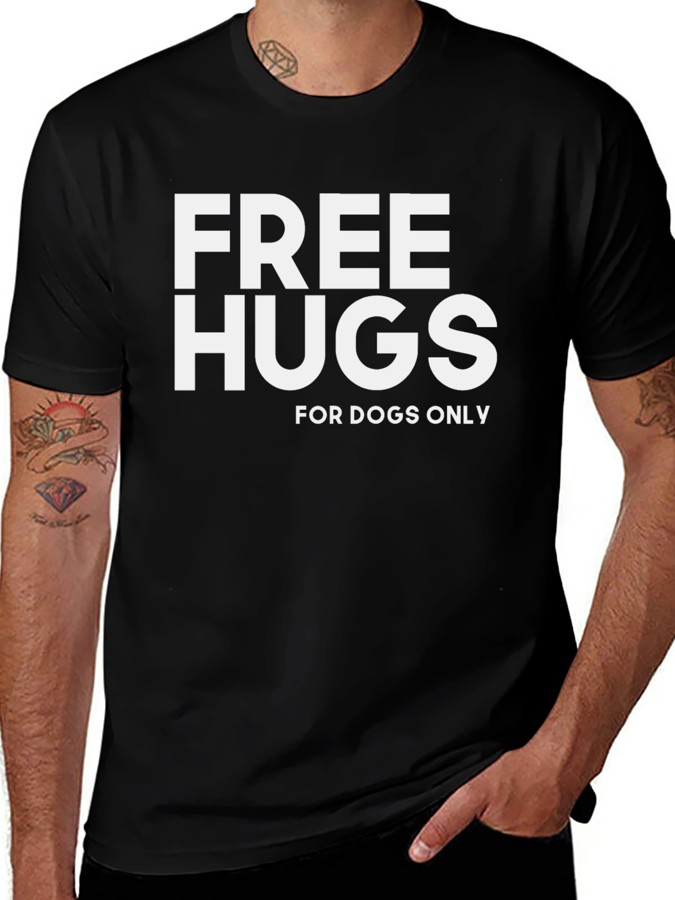 Variant 24 of Free Hugs For Dogs Only Black T-Shirt