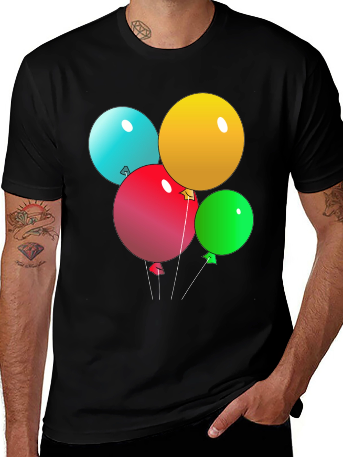 Variant 9 of Festive Balloons Graphic Black T-Shirt