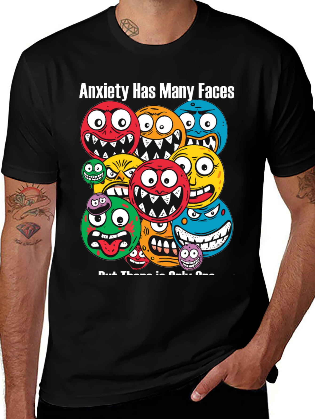 Variant 15 of Anxiety Faces Graphic T-Shirt - Unique Design