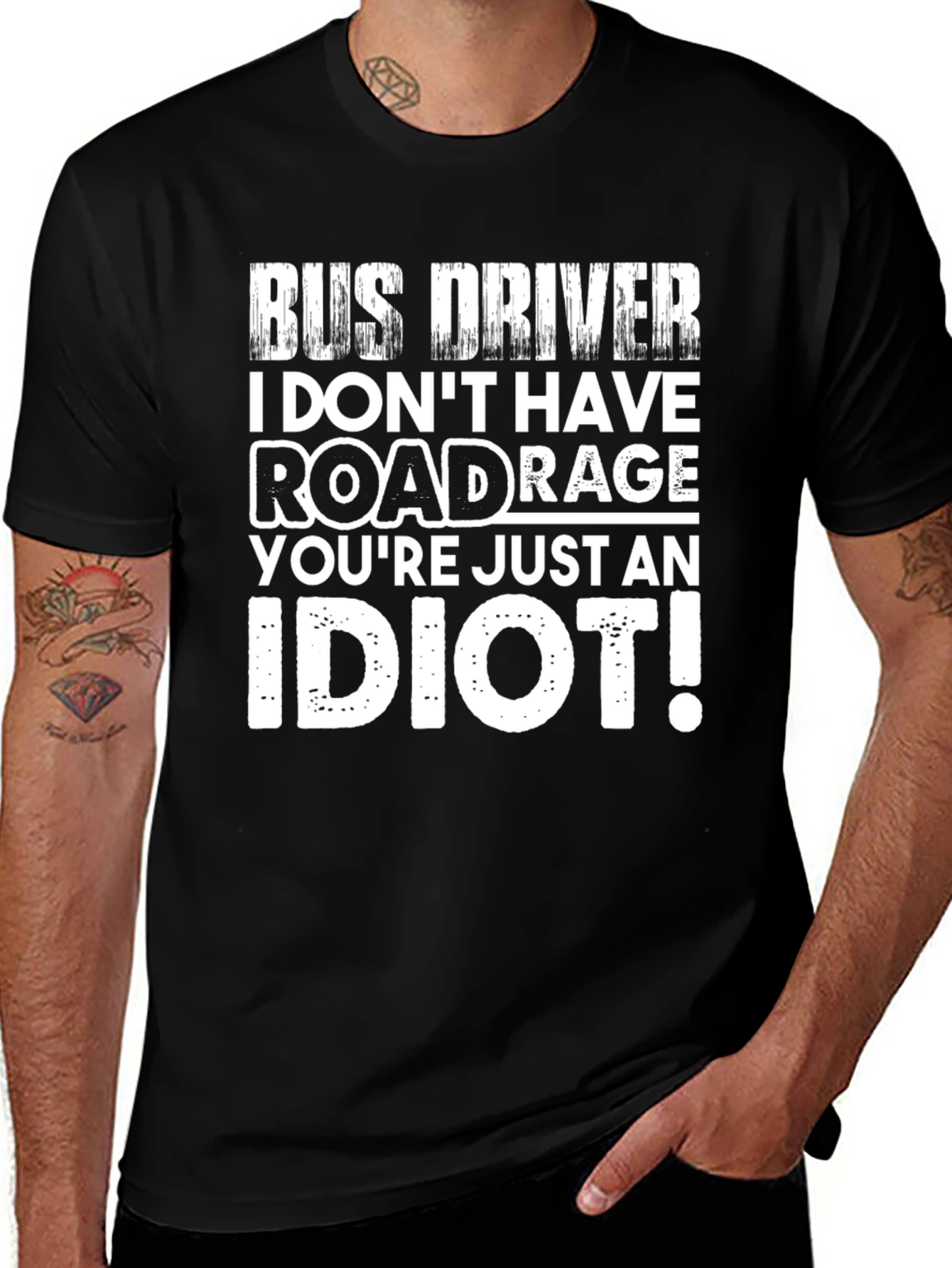 Variant 17 of Bus Driver Road Rage Graphic Tee - Black