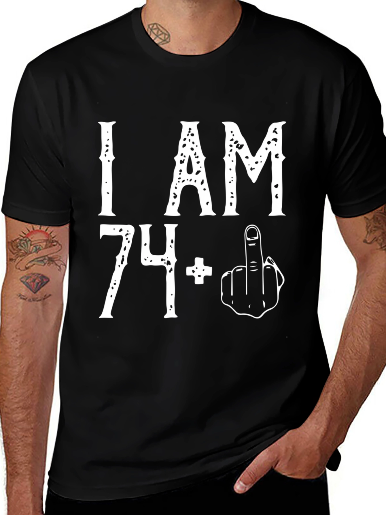 Variant 18 of I am 74+ Middle Finger Graphic T-Shirt