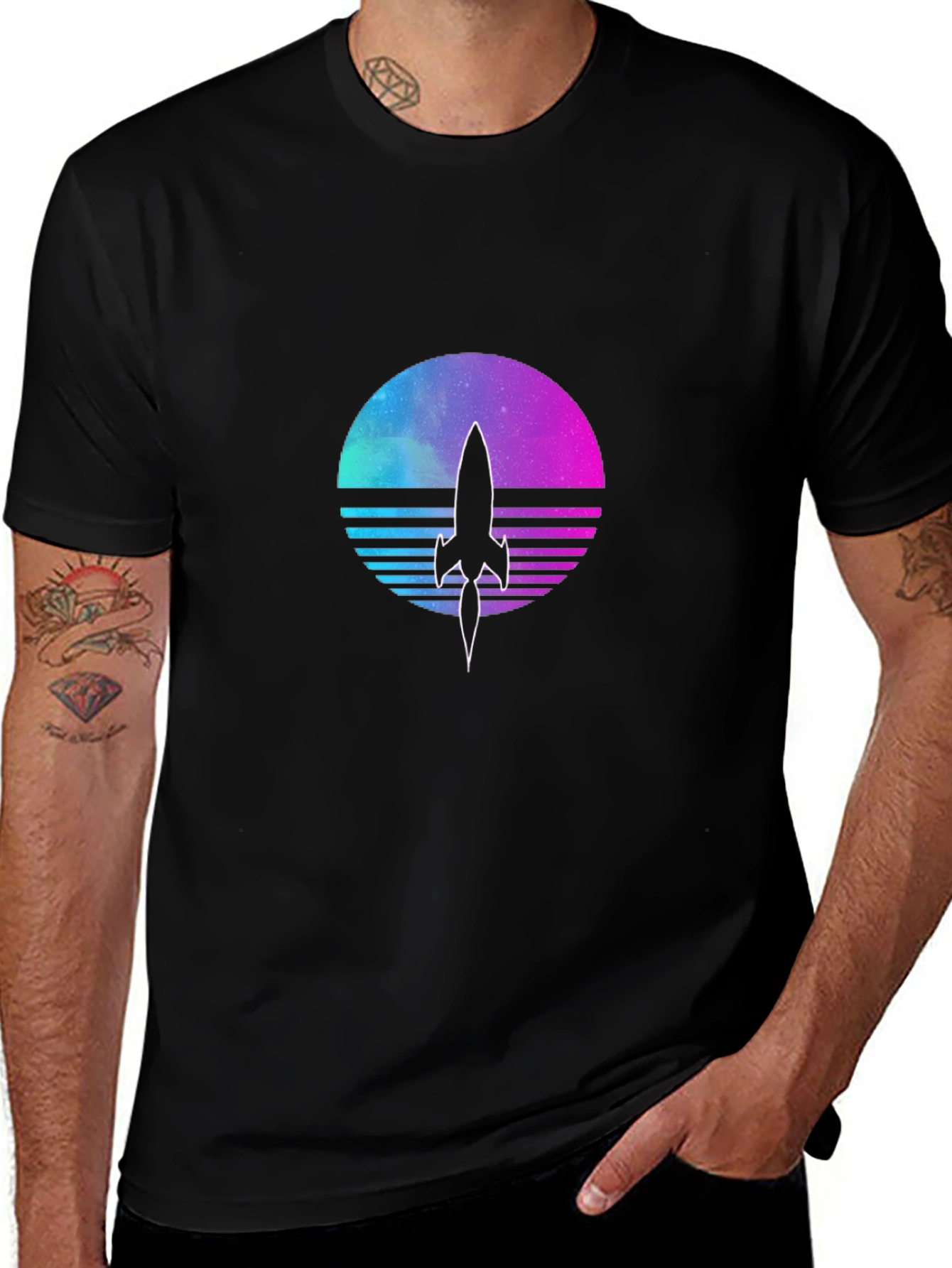 Variant 24 of Retro Rocket T-Shirt - Galaxy Vaporwave Design