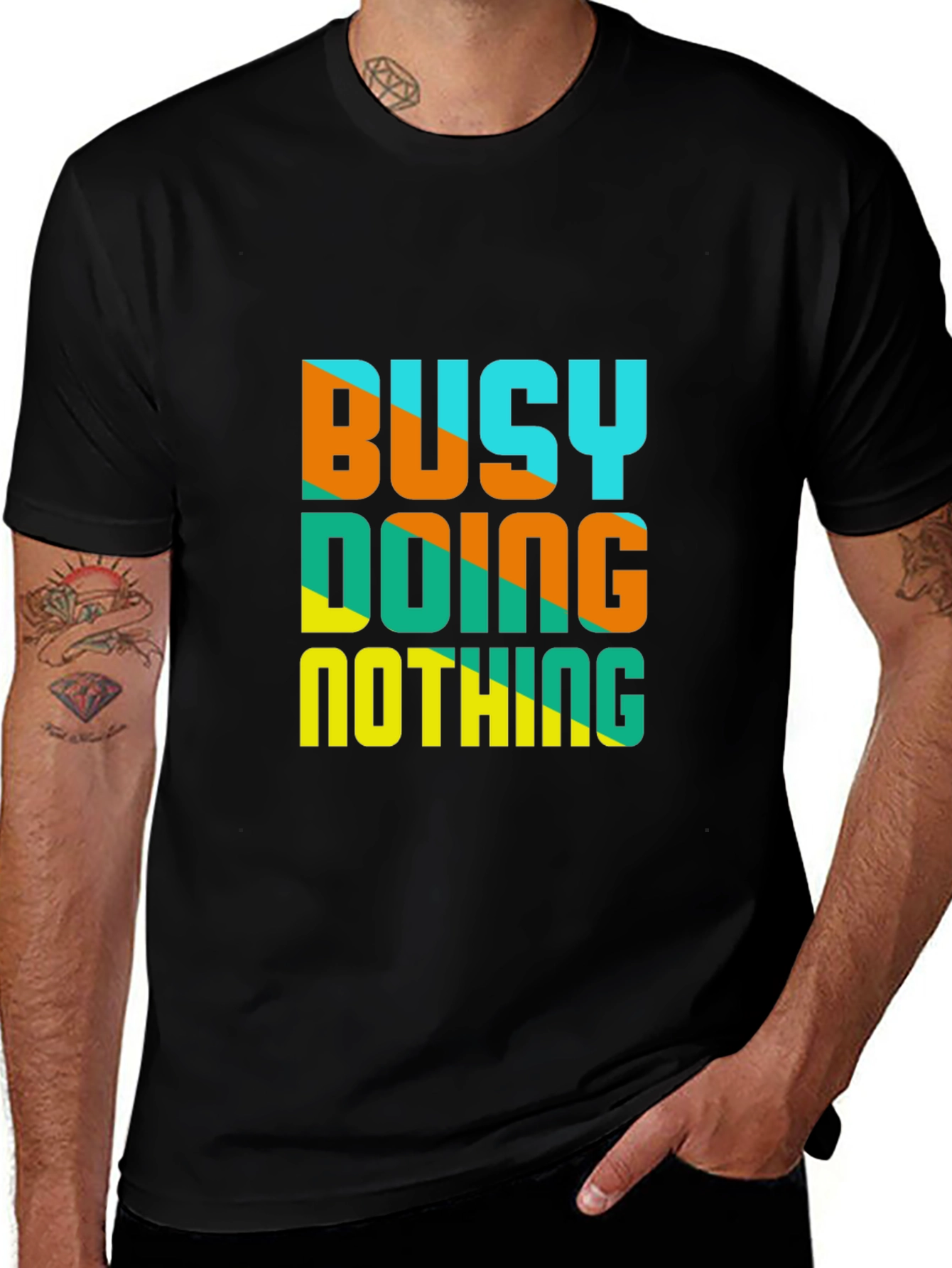 Variant 15 of Busy Doing Nothing Graphic Tee - Casual Black T-Shirt