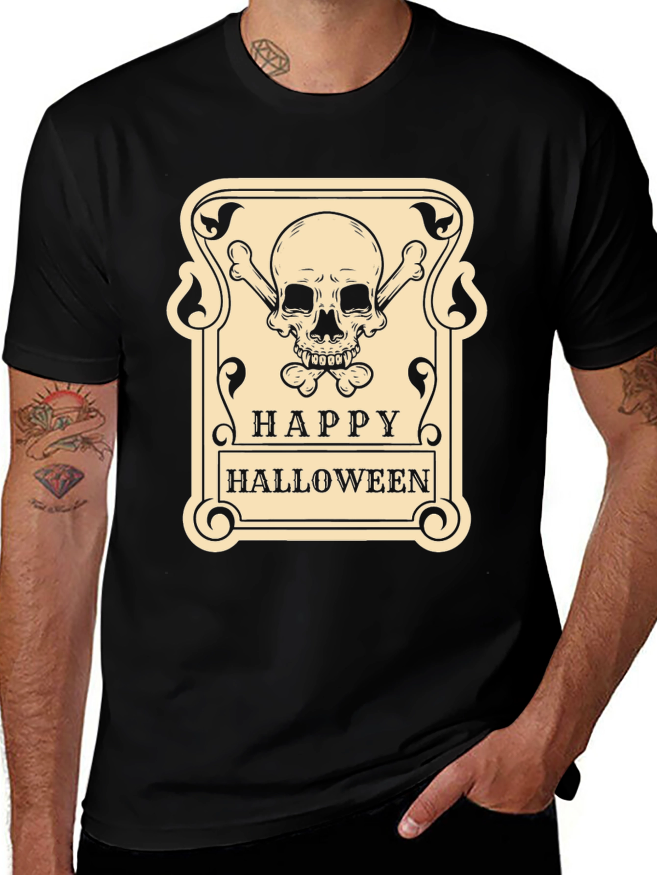 Variant 22 of Happy Halloween Skull T-Shirt - Spooky Season