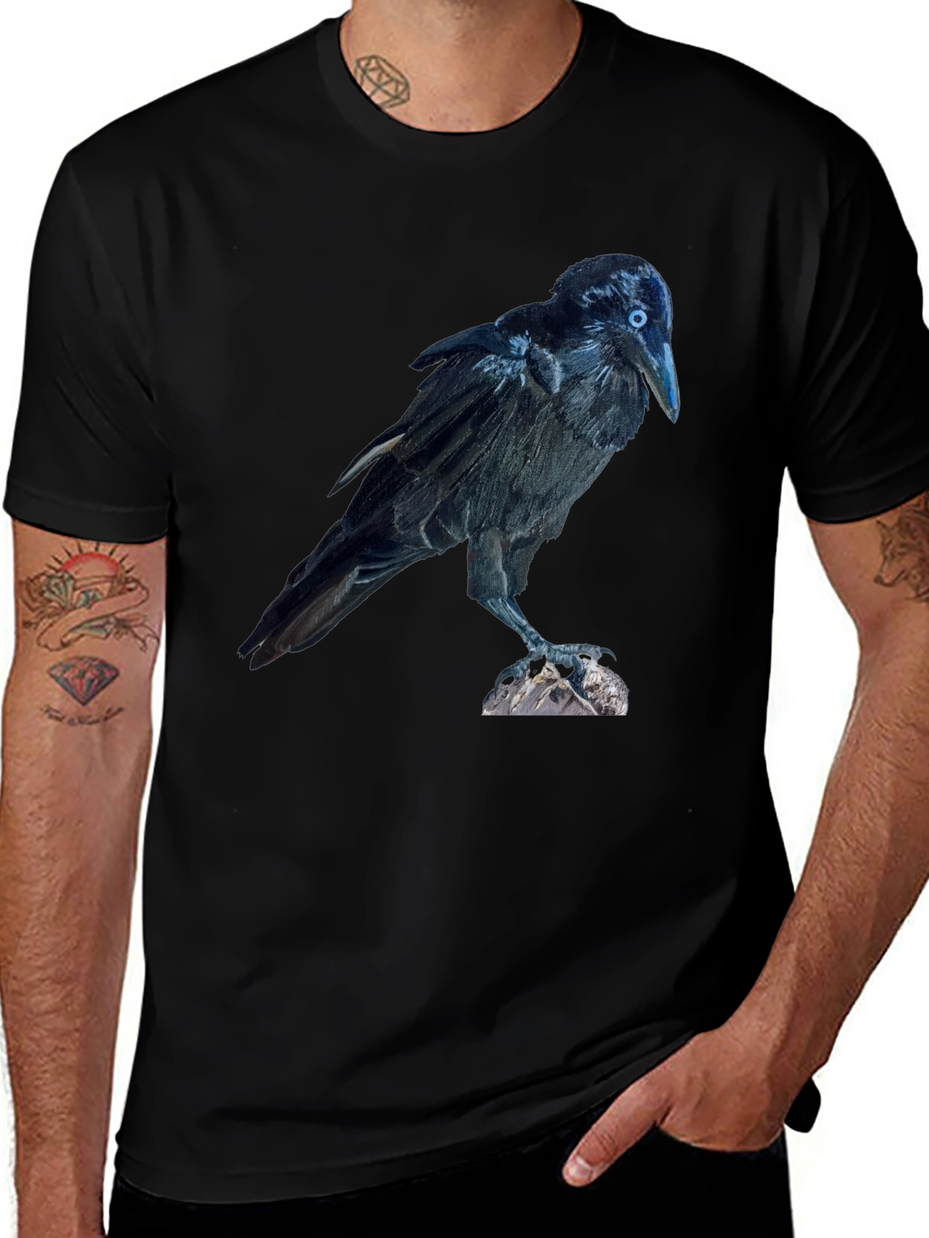 Variant 26 of Raven Graphic Tee - Men's Black T-Shirt