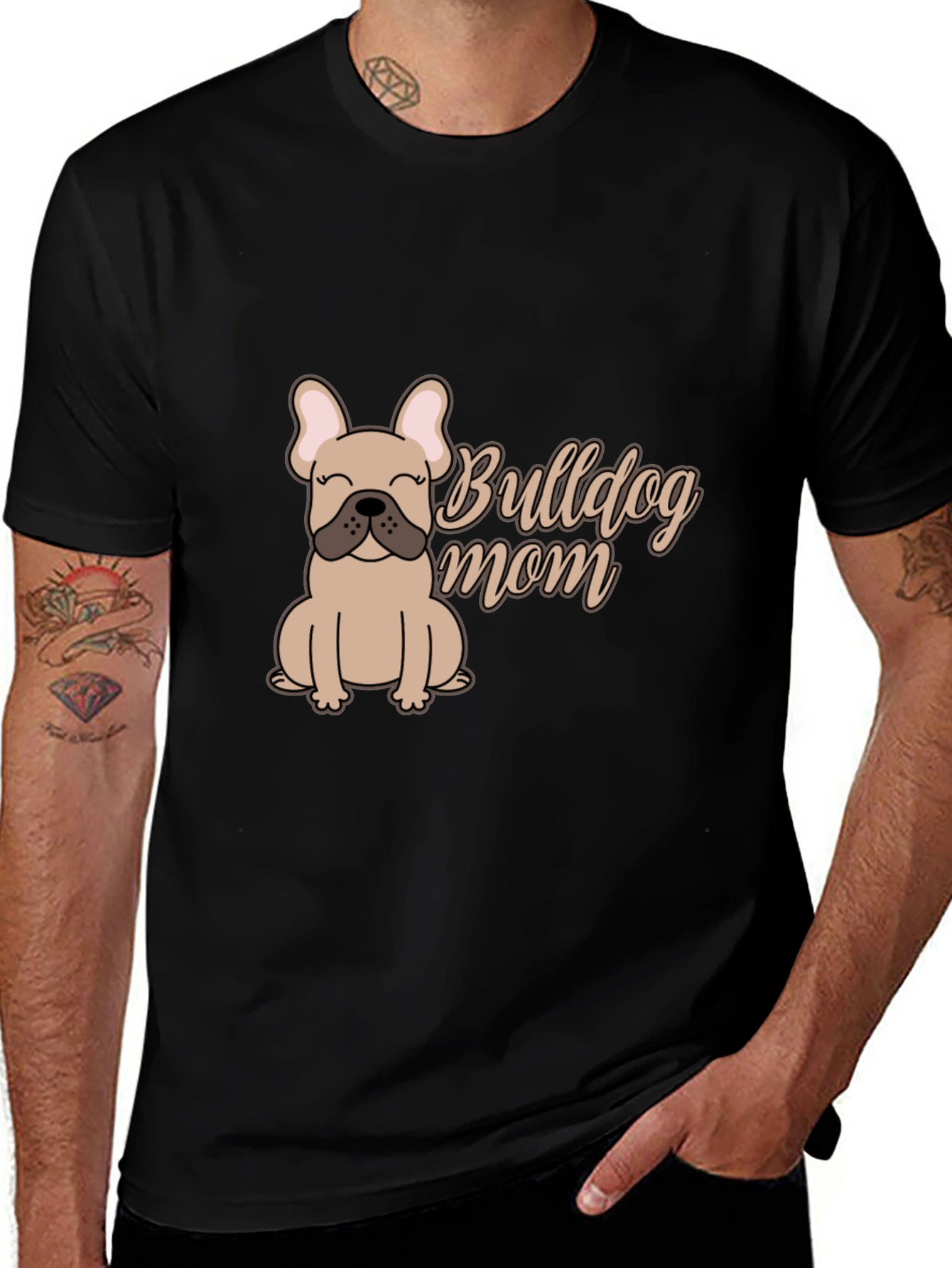 Variant 11 of Bulldog Mom Graphic Tee - Soft Cotton Blend