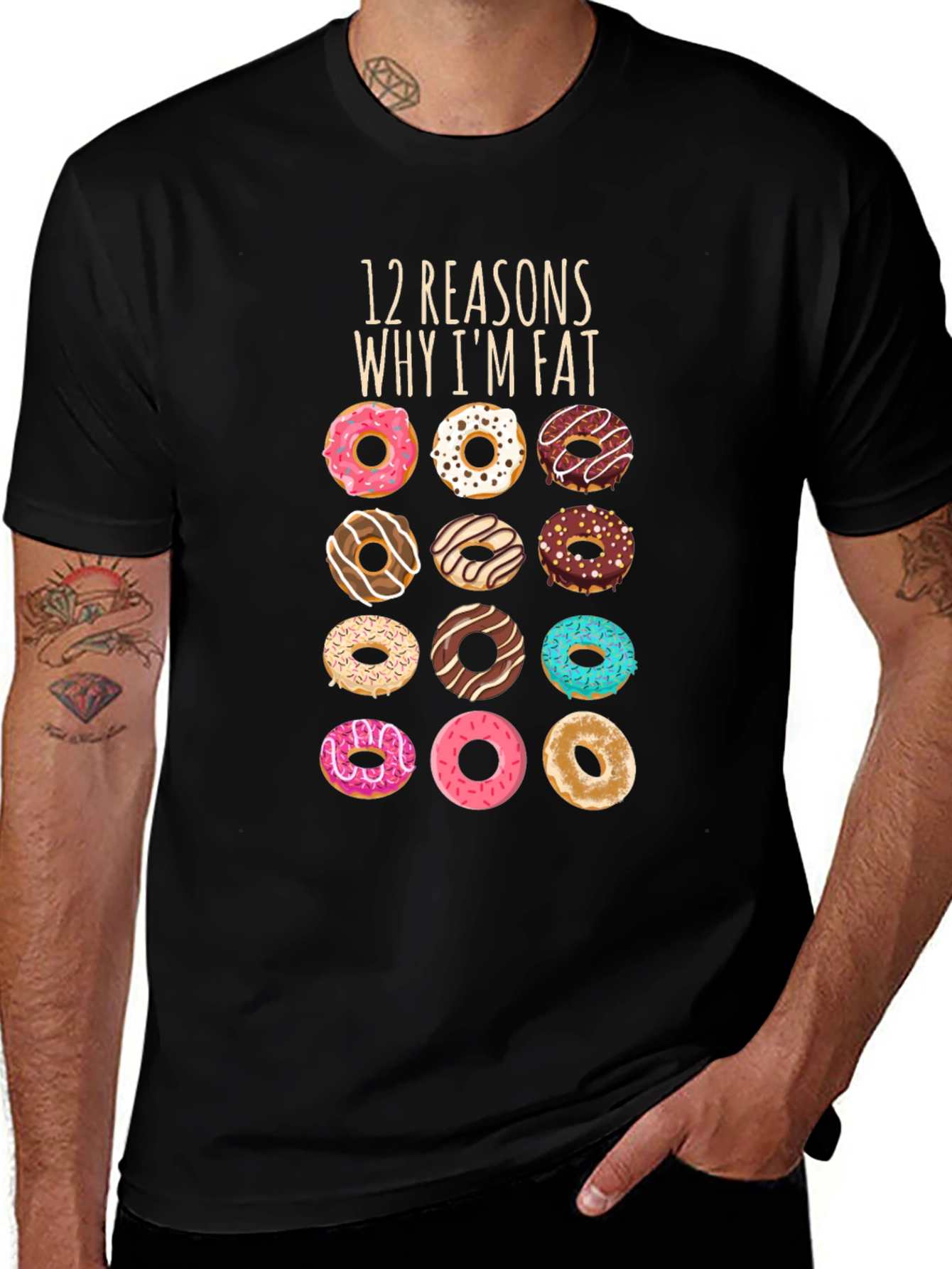 Variant 8 of Donut Lover's T-Shirt: 12 Reasons Why I'm Fat