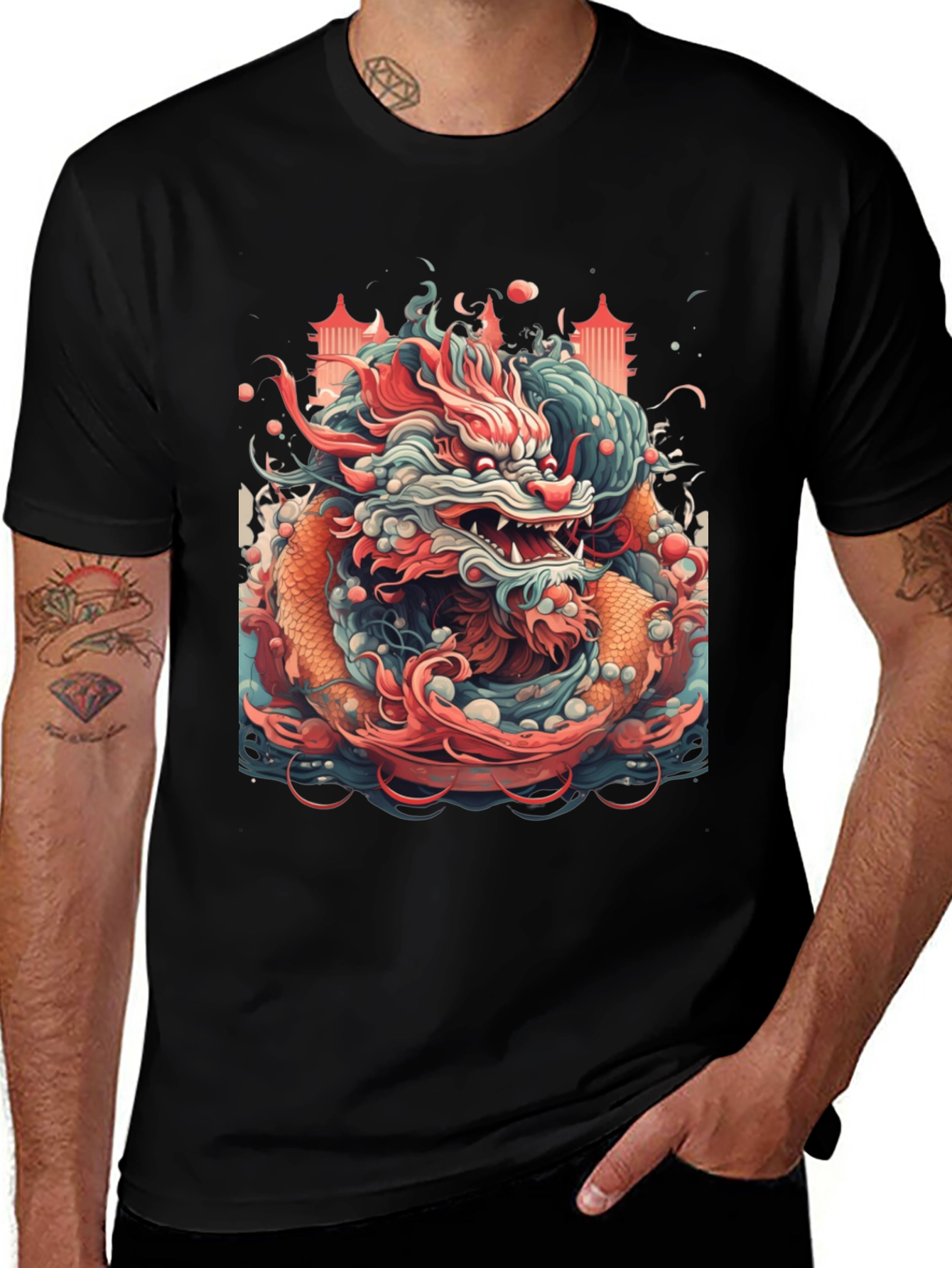 Variant 7 of Dragon Graphic T-Shirt - Bold Asian Design