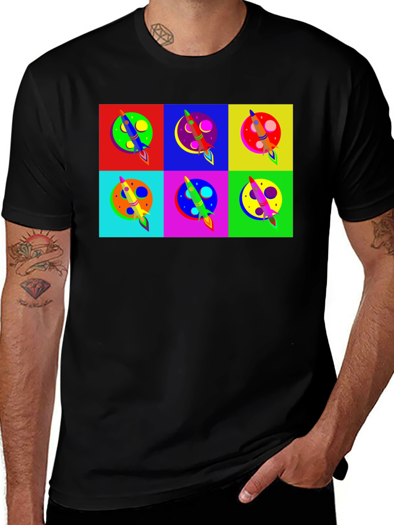 Variant 28 of Pop Art Rocket T-Shirt, Space Theme Tee