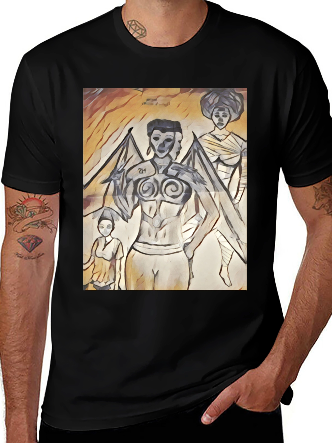 Variant 13 of Artistic Graphic Print Black T-Shirt