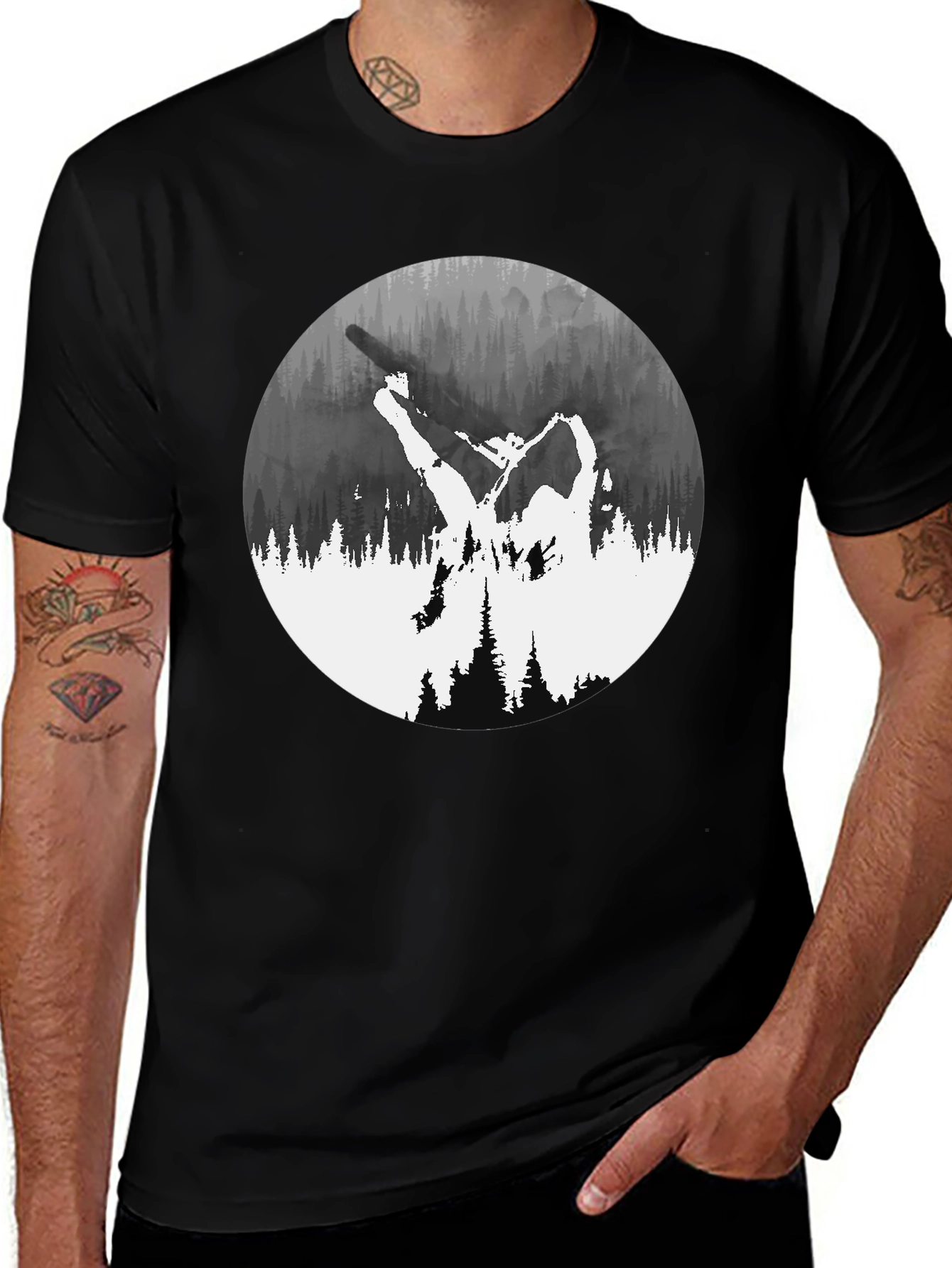 Black Nature Silhouette Graphic Tee - Black main image