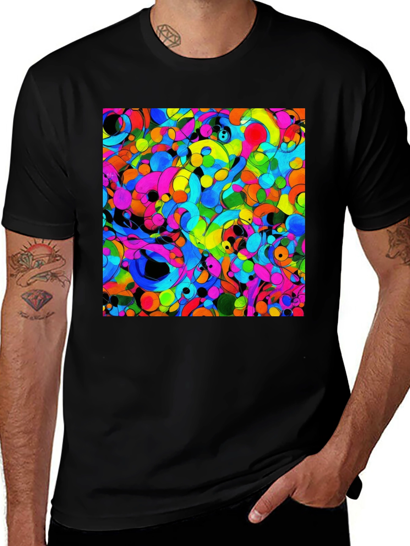 Variant 25 of Vibrant Abstract Art Black T-Shirt