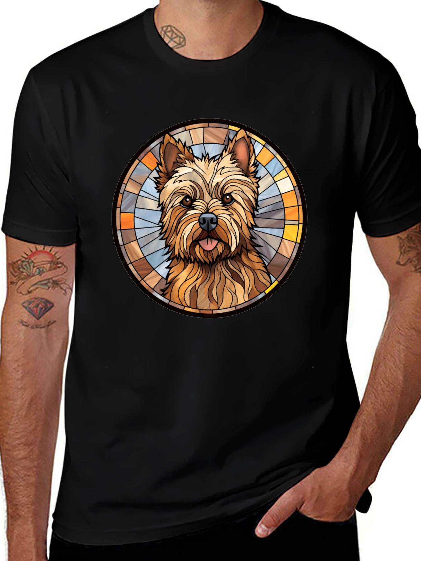 Dog Breed Stained Glass Style Graphic Tee