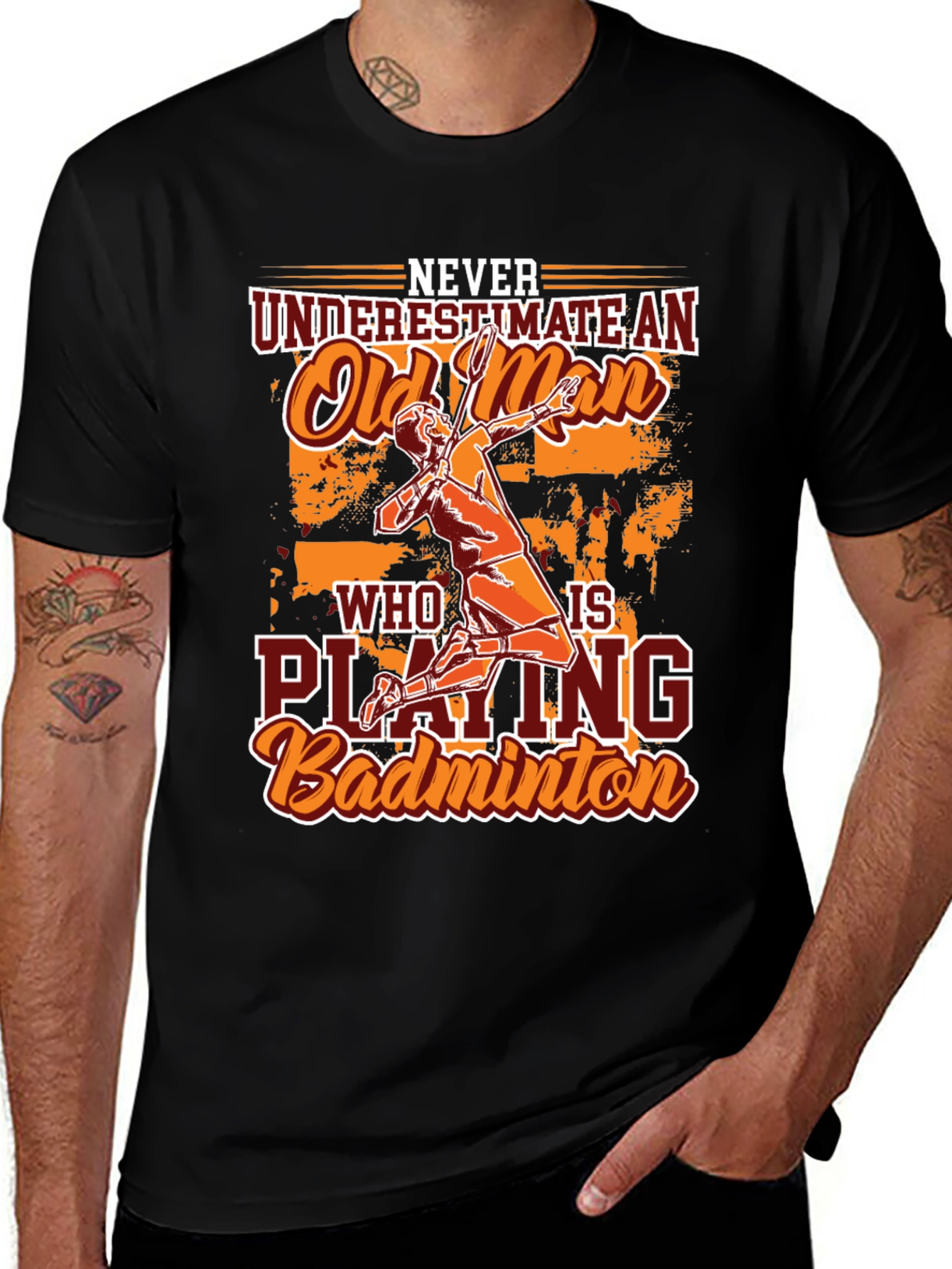 Variant 4 of Funny Badminton Old Man Graphic T-Shirt