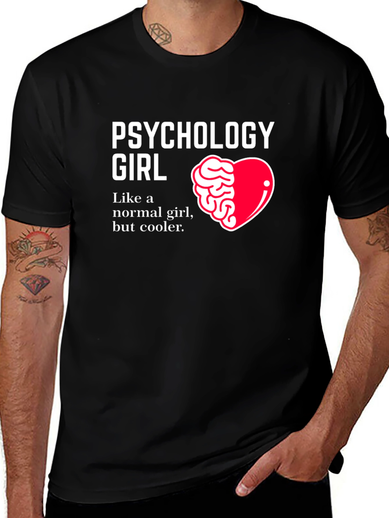 Variant 26 of Psychology Girl T-Shirt - Brain Heart Design